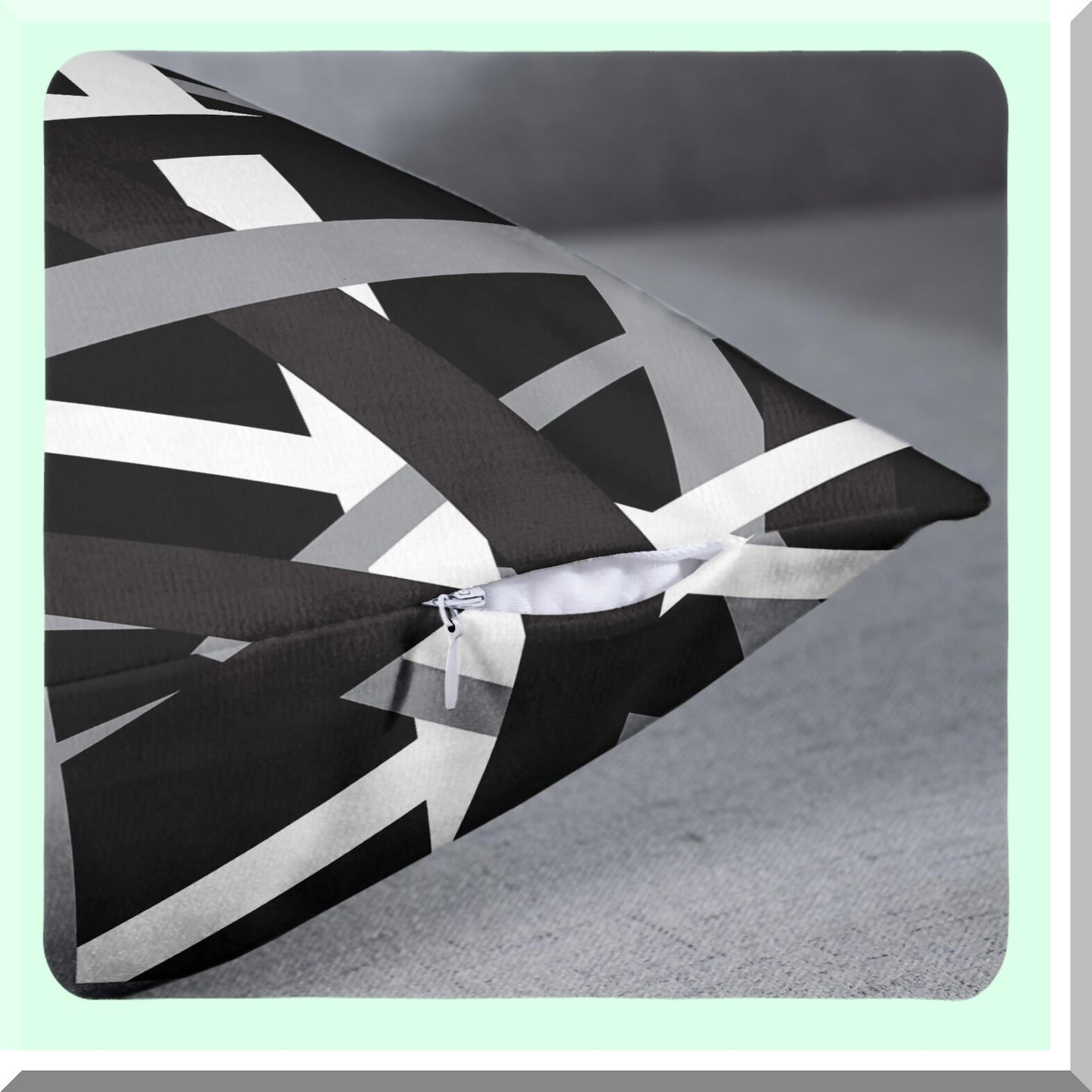 Retro Stripes Decor Pillowcase Set - Gray Black Square Throw Pillow Cover 26x26 Inch - Decorative Home Cushion Case - Striped Design