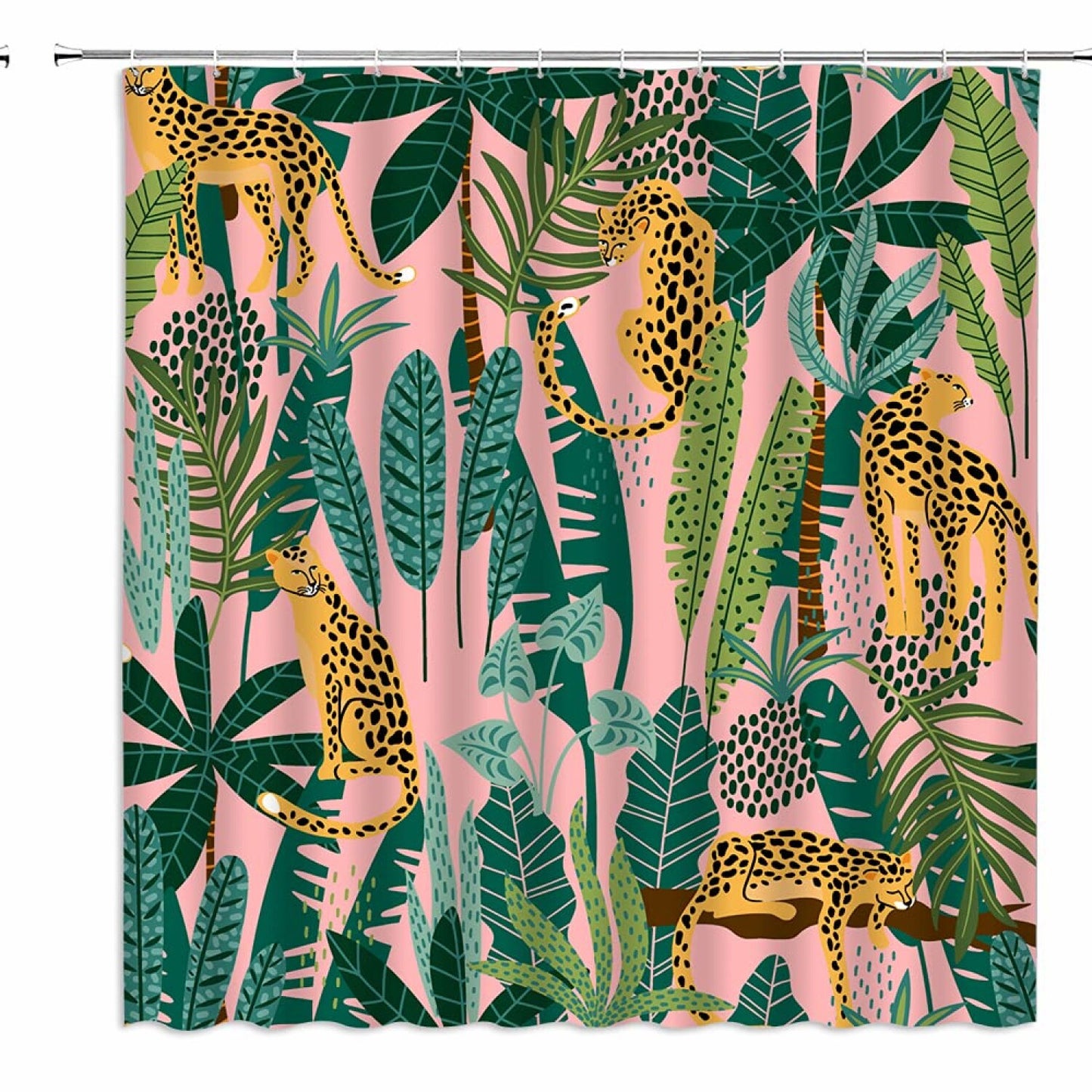 Leopard Shower Curtain 60x71 Inches with Hooks