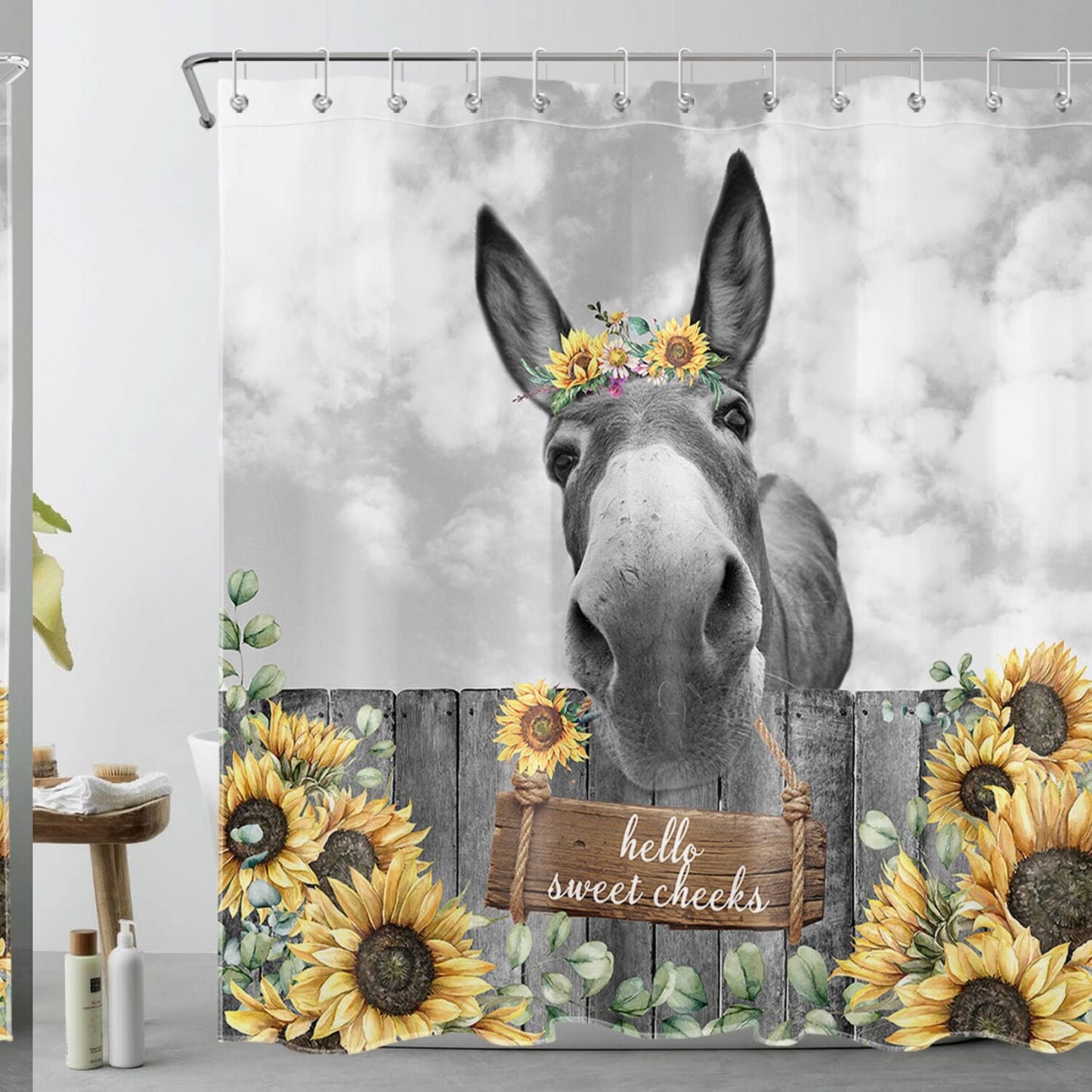 Funny Donkey Farmhouse Shower Curtain 72x72 inches