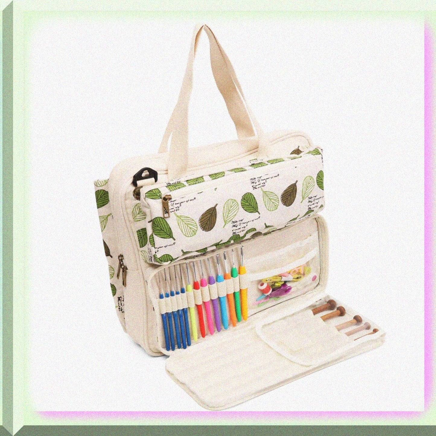 Knitting Tote Bag Yarn Storage Canvas Linen