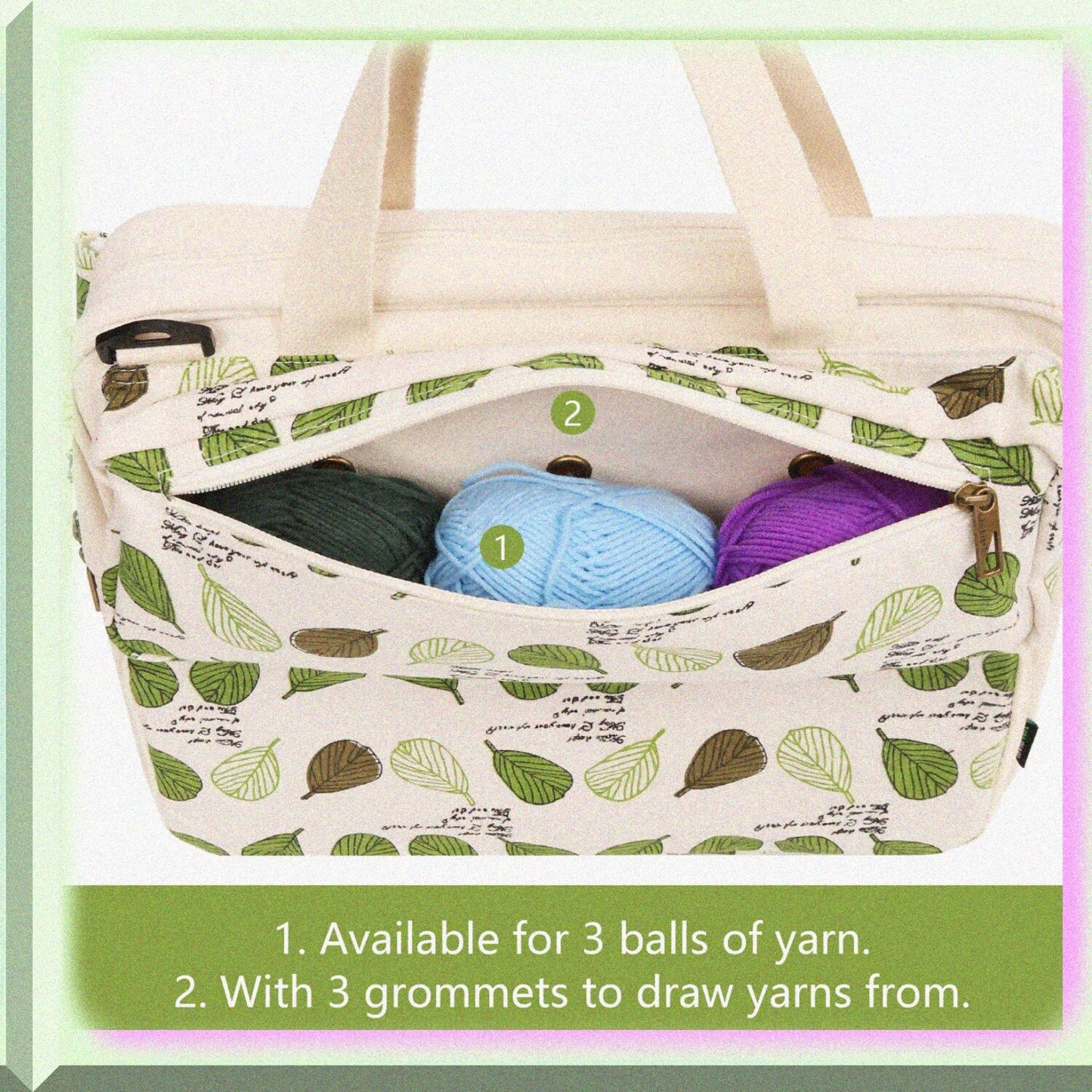 Knitting Tote Bag Yarn Storage Canvas Linen