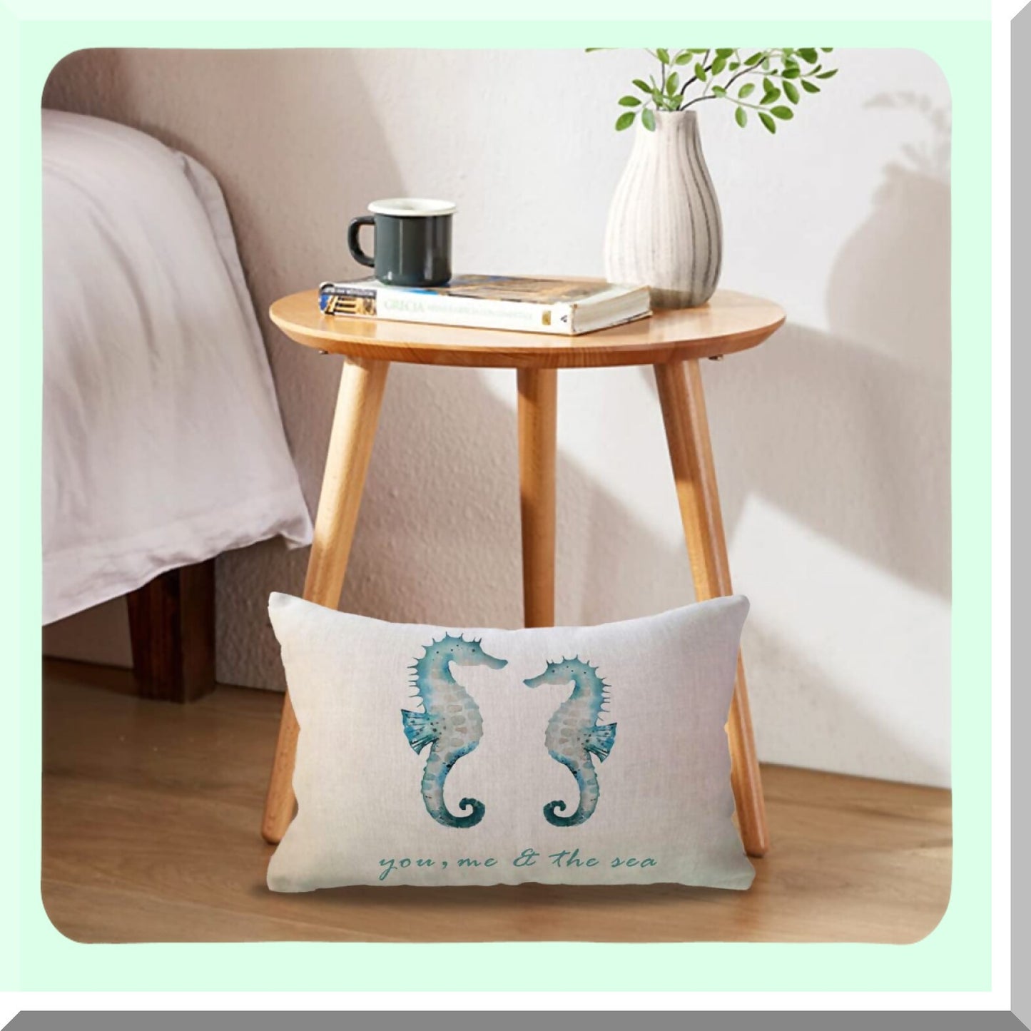 Ocean Breeze Lumbar Pillow Covers - Coastal Decorative Rectangular Pillowcases with Starfish and Quotes - Beach House Decor Cushion Covers Set of 2