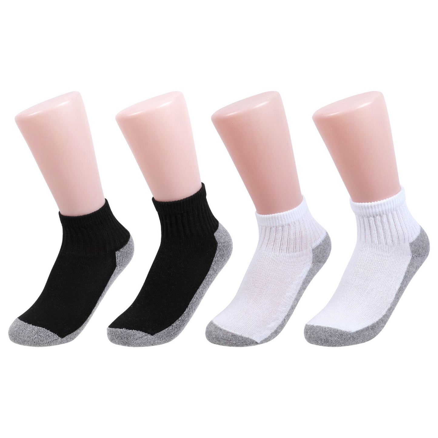Juncture Kids 1/2 Cushion Quarter Socks, 2 Pair Packs (Pack of 36)
