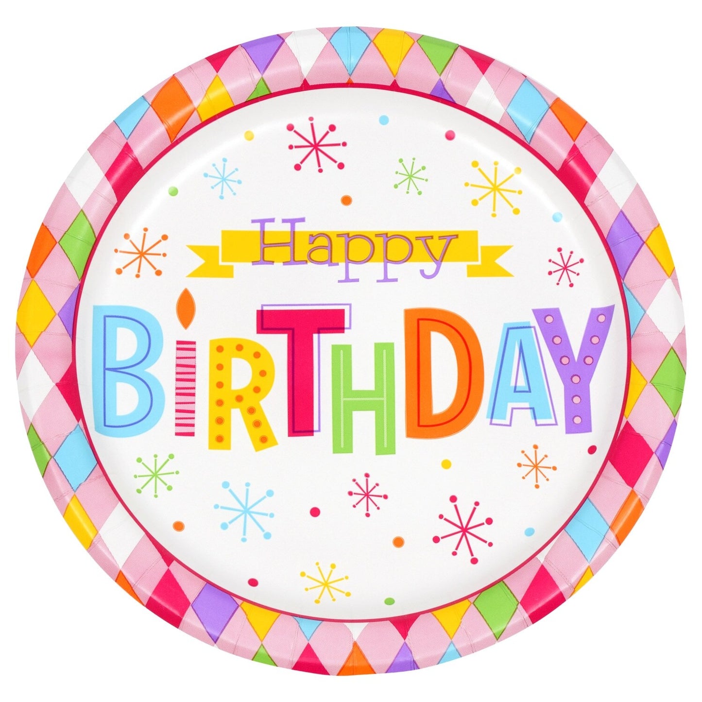 Happy Birthday Diamond Party 9-in. Paper Plates, 18-ct. Packs (Pack of 12)