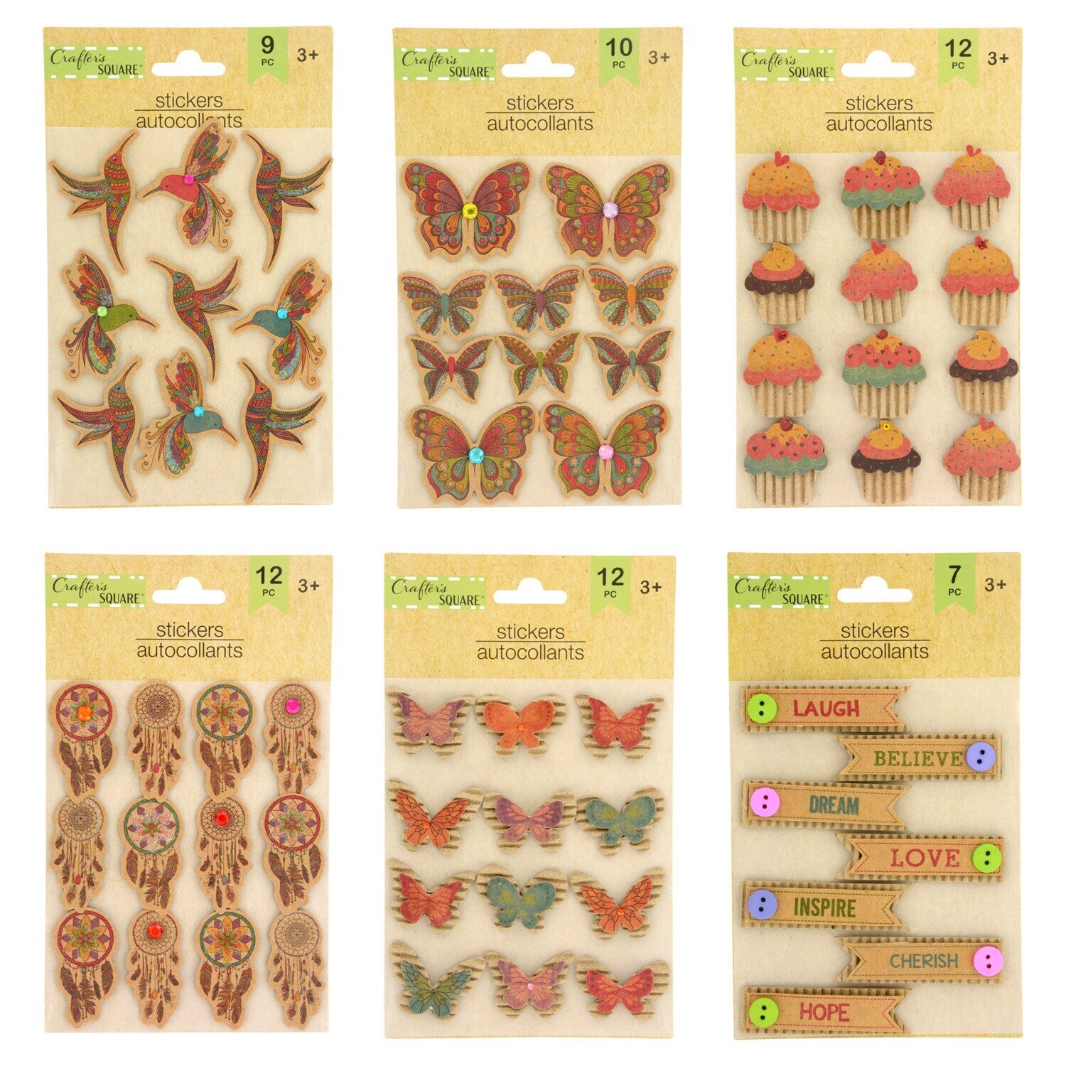 Crafter's Square Corrugated Kraft Stickers (Pack of 36)