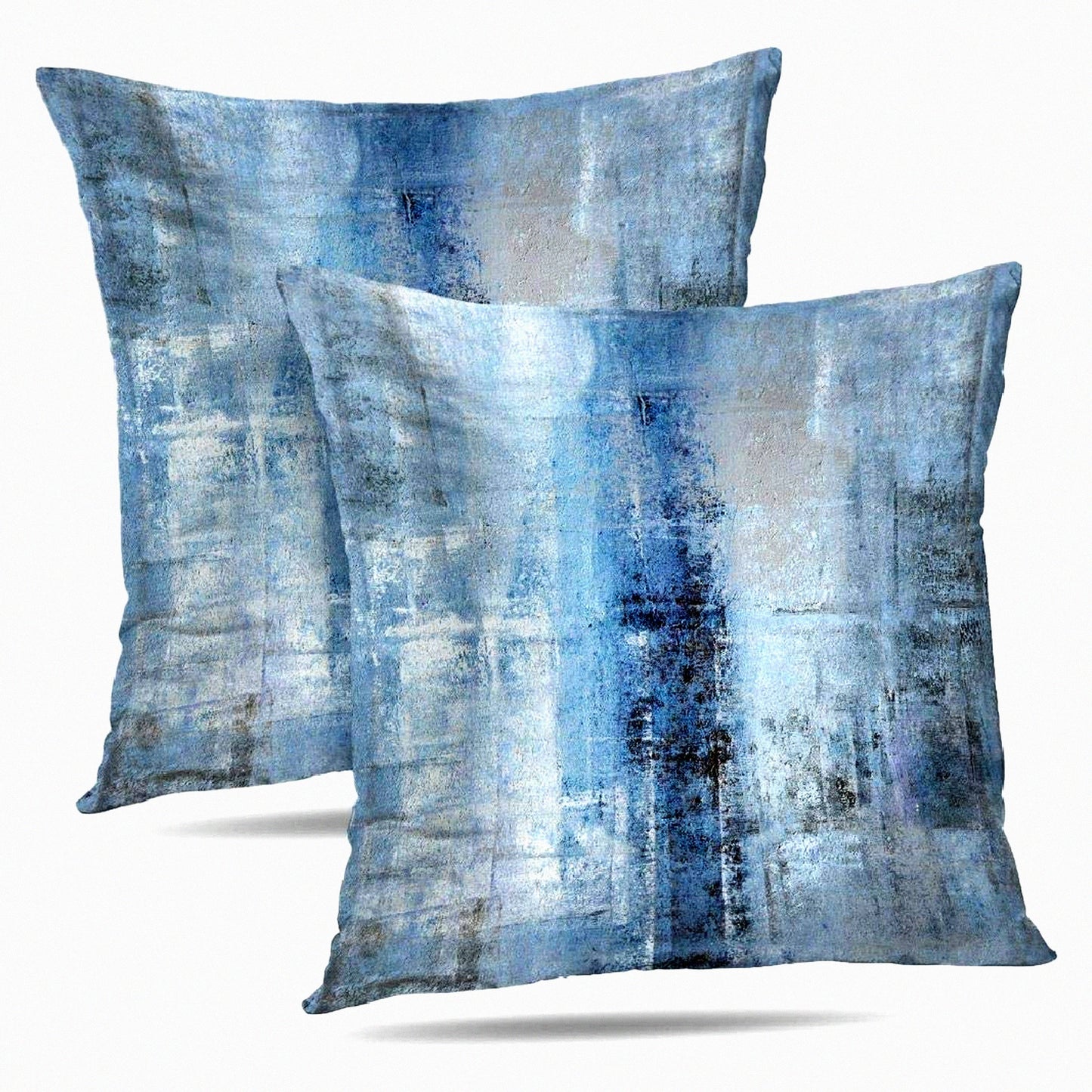 Abstract Blue Grey Decorative Pillow Set - Modern Gallery Artwork Cushion Cover for Bedroom Sofa Living Room - 26x26 Inch Throw Pillows