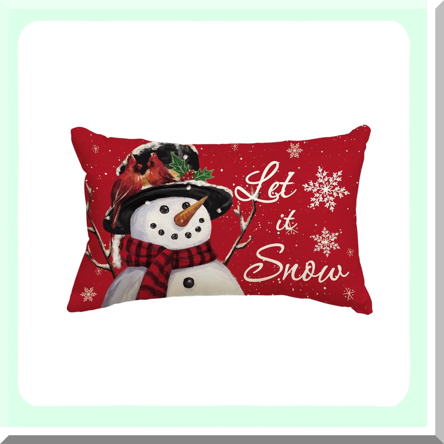 Winter Wonderland Snowman Decorative Pillow Cover - Festive Holiday Cushion Case for Sofa - 12 x 20 Inch Snowflake Decoration