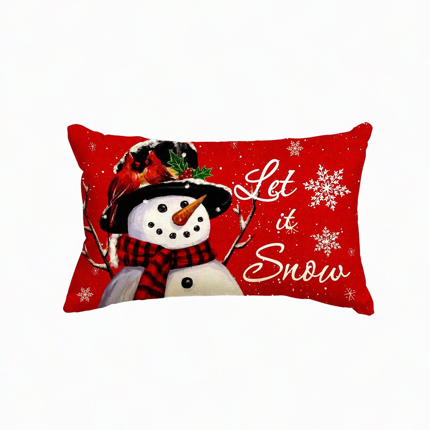Winter Wonderland Snowman Decorative Pillow Cover - Festive Holiday Cushion Case for Sofa - 12 x 20 Inch Snowflake Decoration