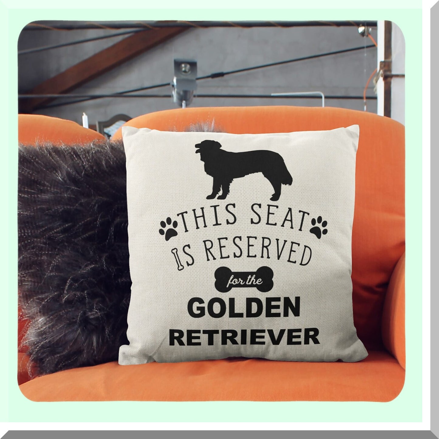 Golden Paws Pillow Covers - 18x18 Dog Lover Gifts - Retriever Decor - Reserved for The Dog Pillow Cover - Lovers Gift - Golden Retriever Theme