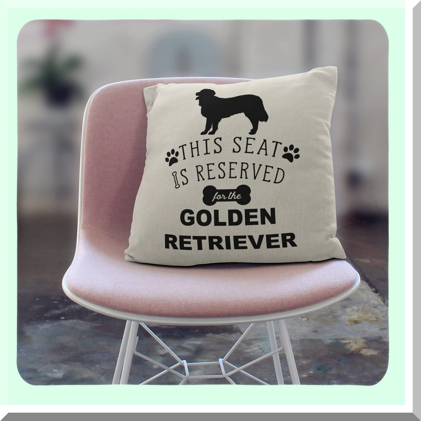 Golden Paws Pillow Covers - 18x18 Dog Lover Gifts - Retriever Decor - Reserved for The Dog Pillow Cover - Lovers Gift - Golden Retriever Theme