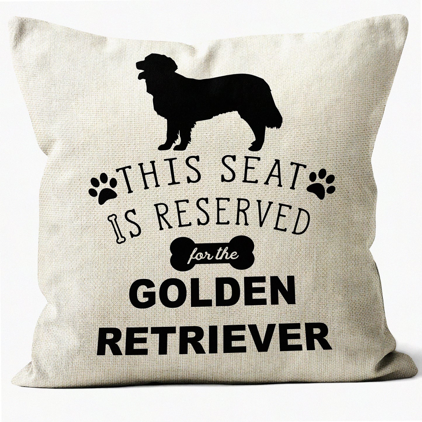 Golden Paws Pillow Covers - 18x18 Dog Lover Gifts - Retriever Decor - Reserved for The Dog Pillow Cover - Lovers Gift - Golden Retriever Theme