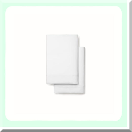 Luxury Cotton Hemline Pillowcase Set - Soft-Feel Premium Threads - White Standard Size - 2 Pack - Signature Hemmed Design - 100% Cotton