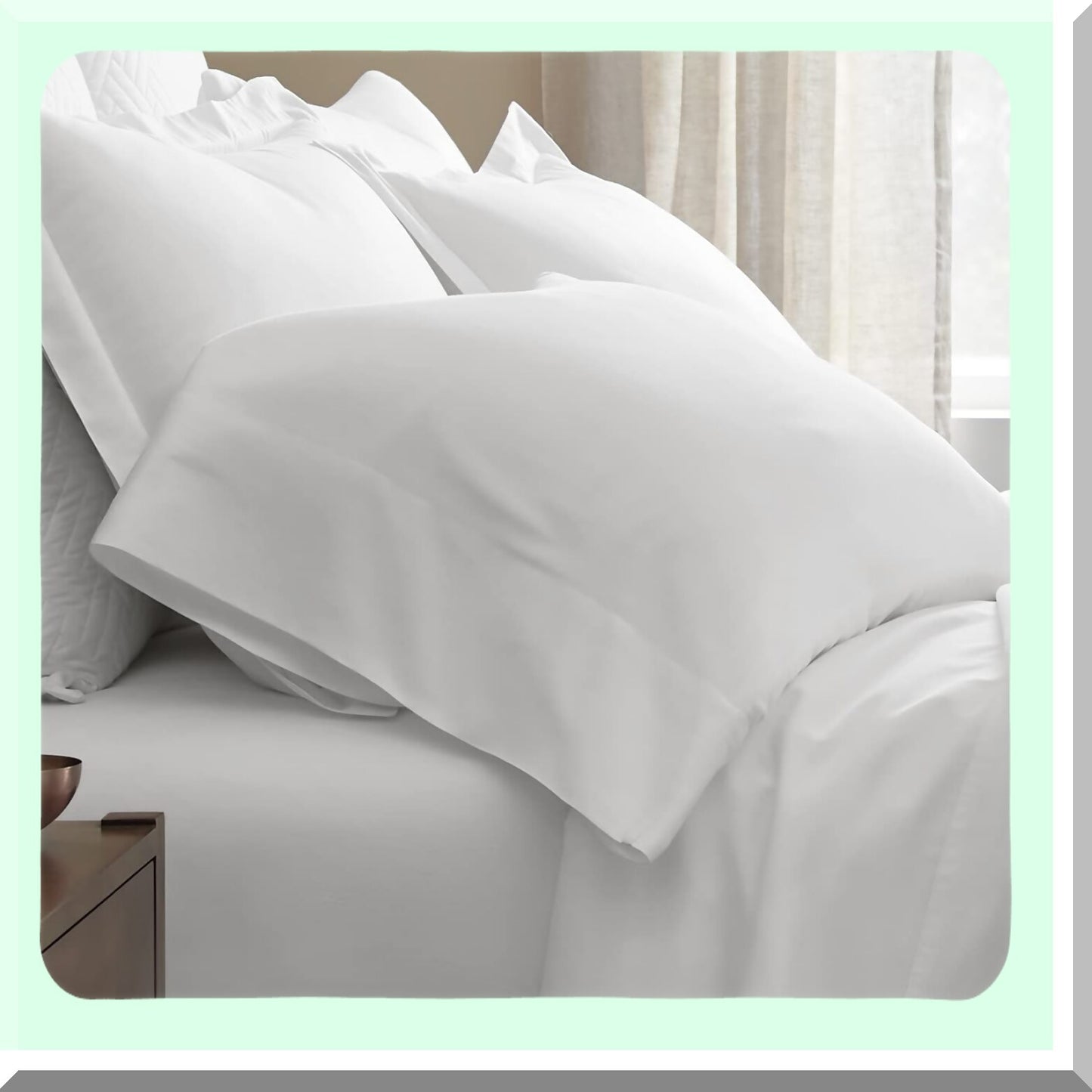Luxury Cotton Hemline Pillowcase Set - Soft-Feel Premium Threads - White Standard Size - 2 Pack - Signature Hemmed Design - 100% Cotton