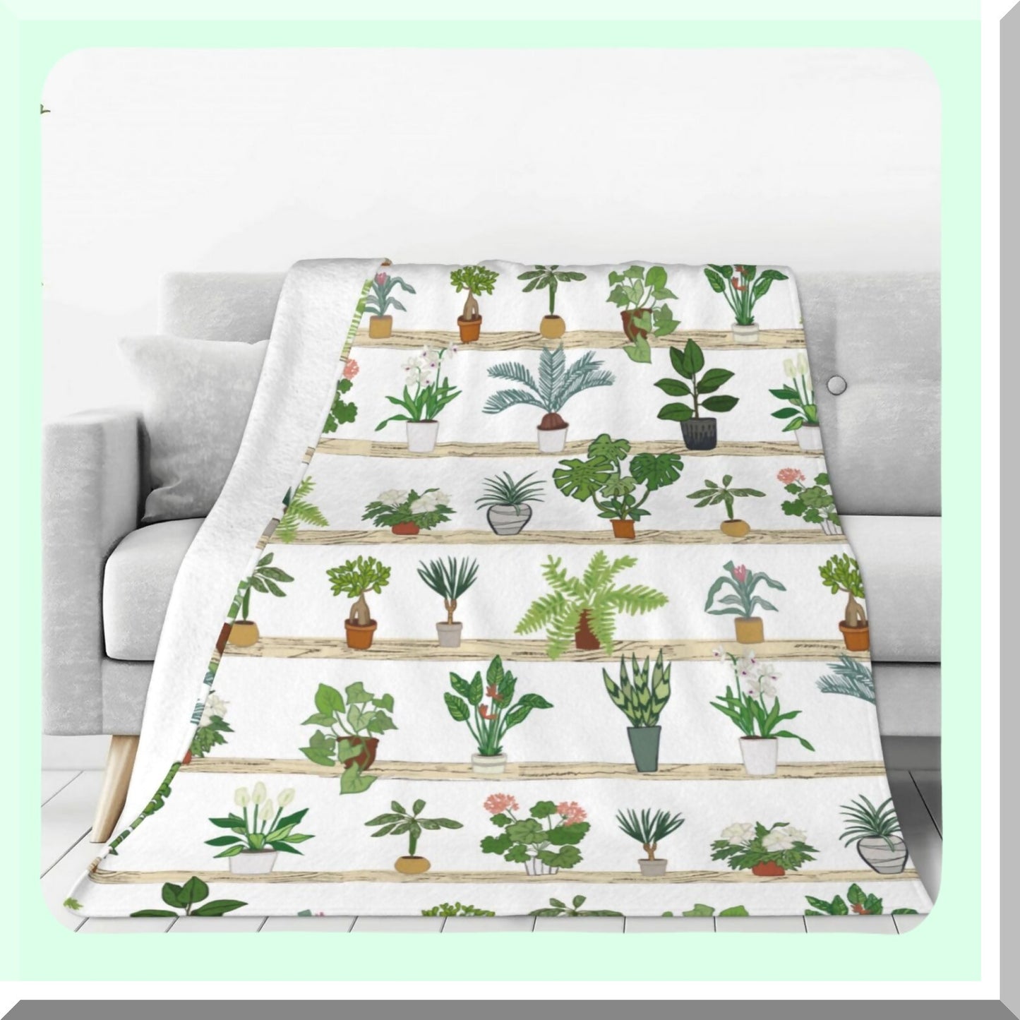 CozyGreen Flannel Throw: Soft, Lightweight, All-Season Blanket for Sofa, Couch, Bed & Travel - 60"x50""