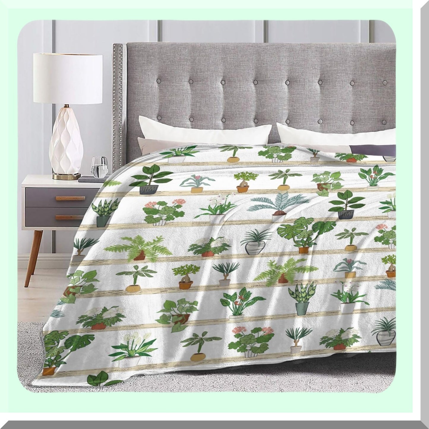 CozyGreen Flannel Throw: Soft, Lightweight, All-Season Blanket for Sofa, Couch, Bed & Travel - 60"x50""
