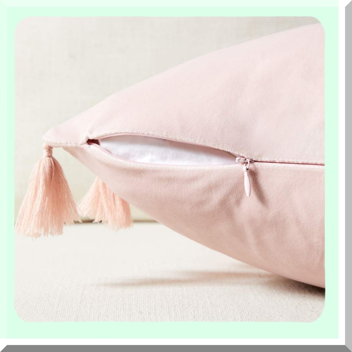 Velvet Peach Cushion Covers - Set of 2 Soft Square Throw Pillow Cases with Tels for Couch, Sofa, Bedroom, Car, Living Room Decor - 18x18 Inch Blush Pink