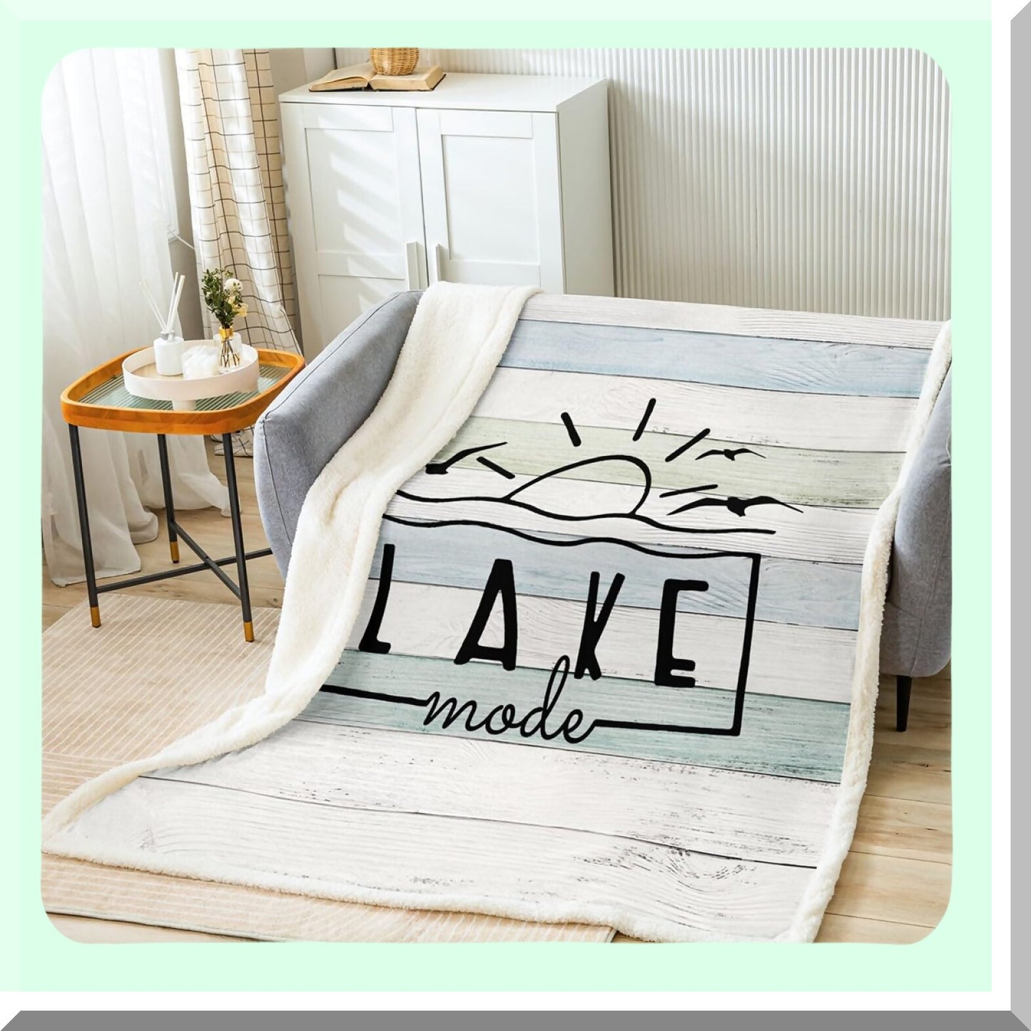 Sunset Lake Life Fleece Throw - Retro Cabin Decor, Farmhouse Style Blanket 30"x40" - Perfect Lake House Gift"