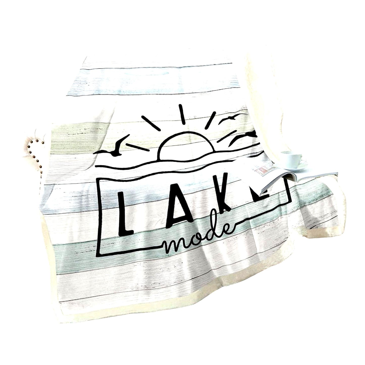 Sunset Lake Life Fleece Throw - Retro Cabin Decor, Farmhouse Style Blanket 30"x40" - Perfect Lake House Gift"