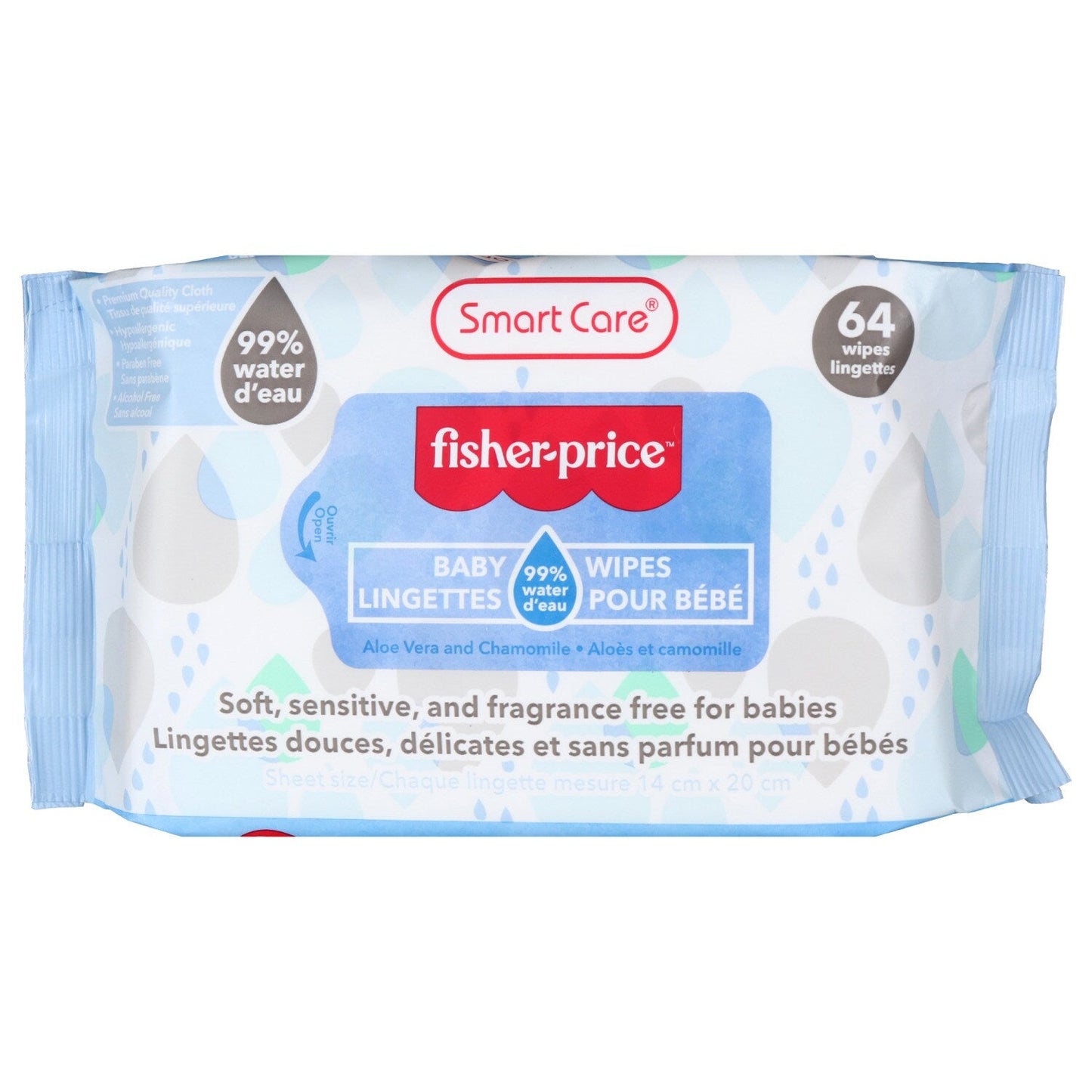 Smart Care Fisher-Price Aloe Vera and Chamomile Infused Baby Wipes, 64-ct. (12)