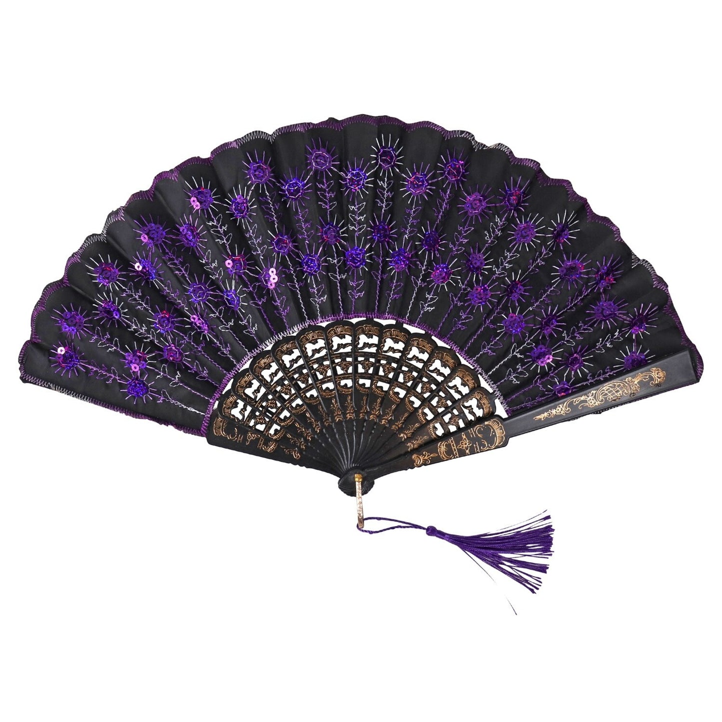 Deluxe Foldable Fans with Sequins, 9 in. (Pack of 24)