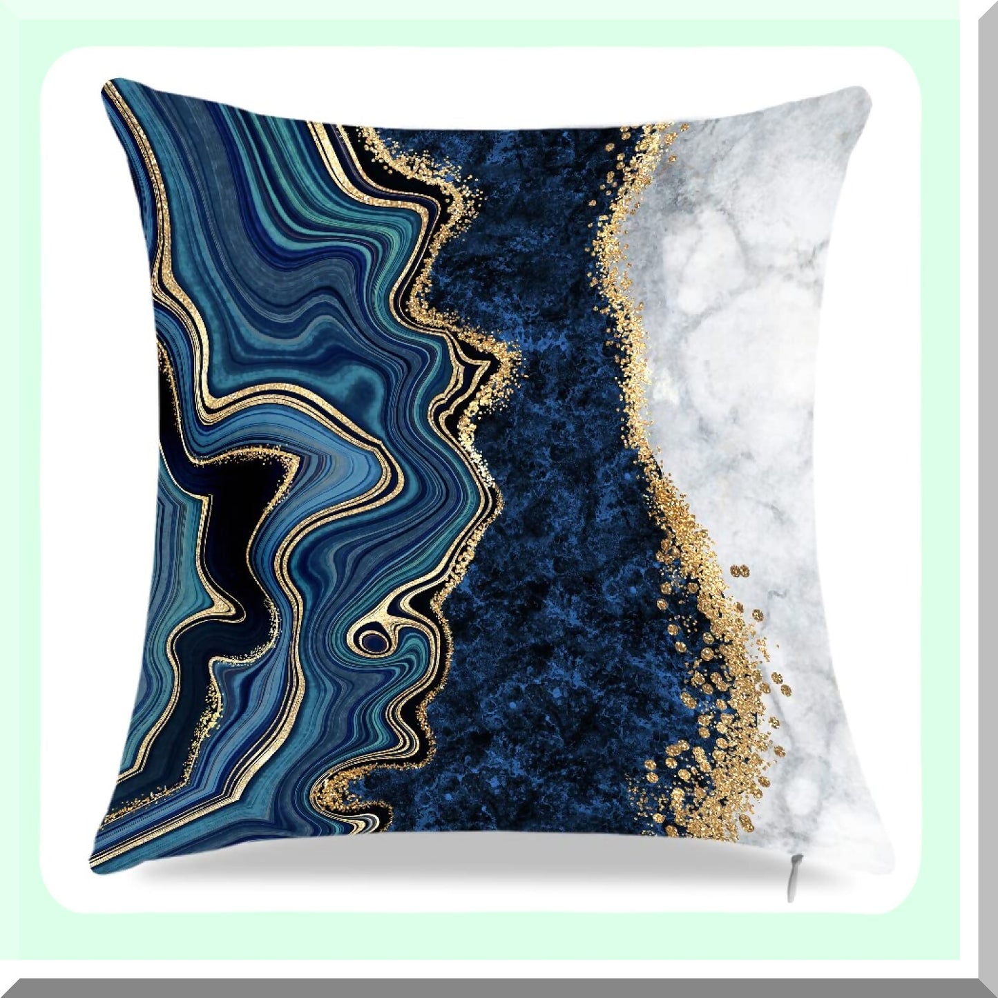 Blue Gold Marble Abstract Pillow Covers - Set of 4 - 18" x 18" - Decorative Cushion Covers for Sofa Living Room Couch - Home Decor Throw Pillowcases