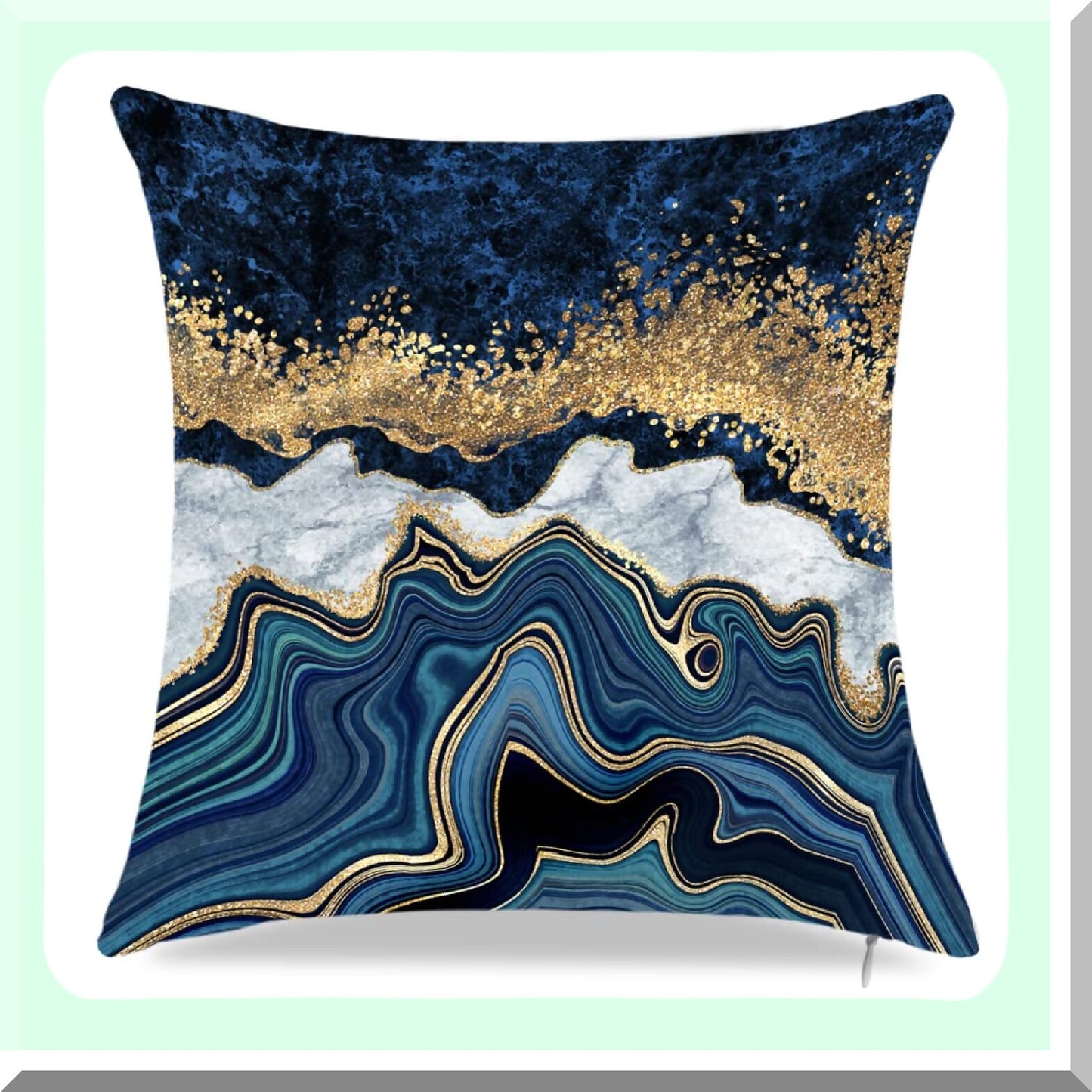 Blue Gold Marble Abstract Pillow Covers - Set of 4 - 18" x 18" - Decorative Cushion Covers for Sofa Living Room Couch - Home Decor Throw Pillowcases