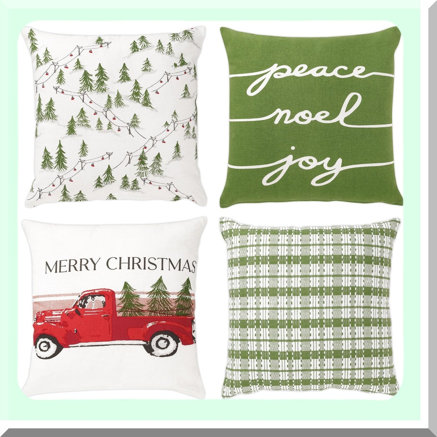 Winter Boho Farmhouse Pillow Covers - Set of 2 18x18 Decorative Cotton Throw Pillow Cases for Living Room Couch, Cute Accent Throws for Home Décor