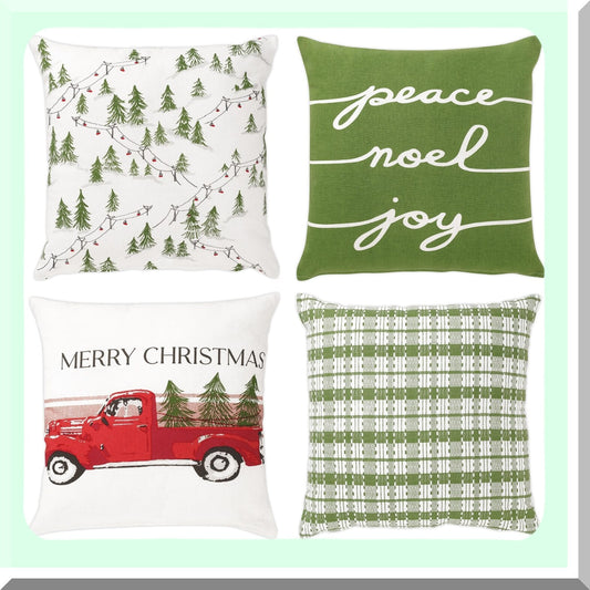 Winter Boho Farmhouse Pillow Covers - Set of 2 18x18 Decorative Cotton Throw Pillow Cases for Living Room Couch, Cute Accent Throws for Home Décor