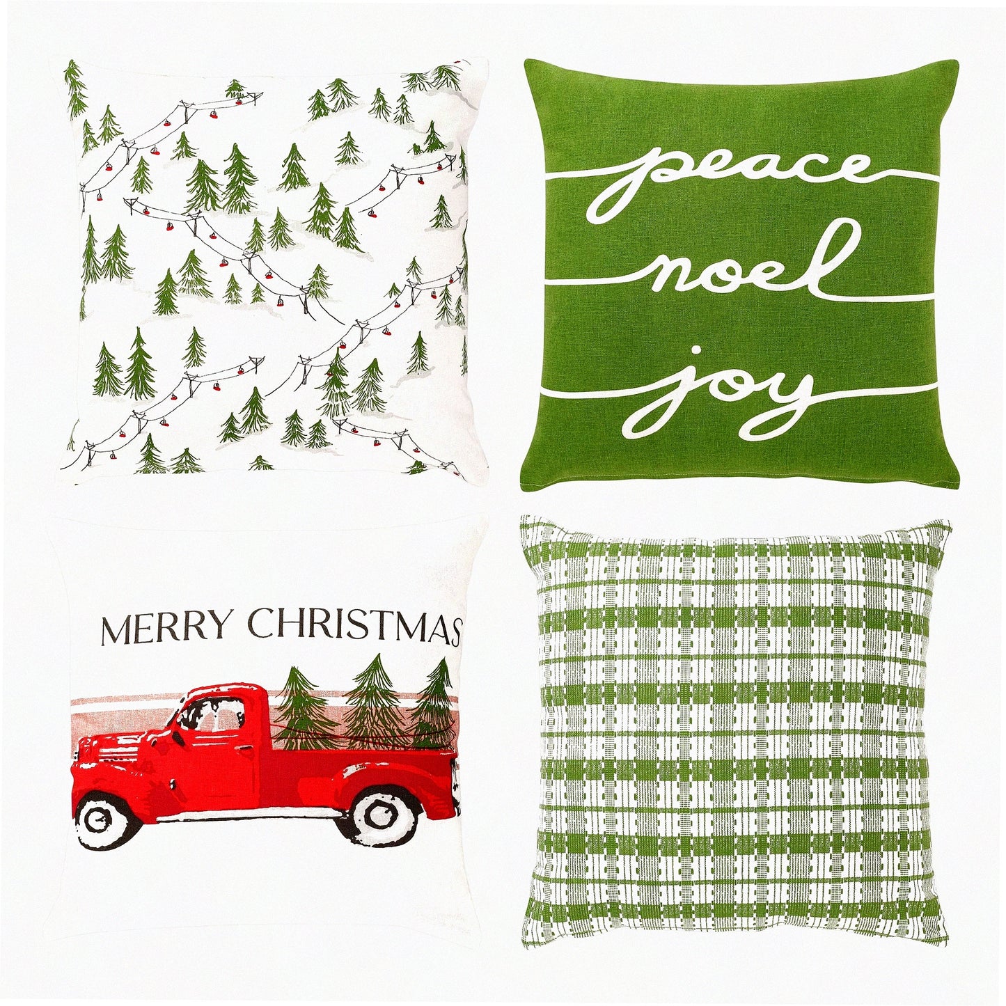 Winter Boho Farmhouse Pillow Covers - Set of 2 18x18 Decorative Cotton Throw Pillow Cases for Living Room Couch, Cute Accent Throws for Home Décor