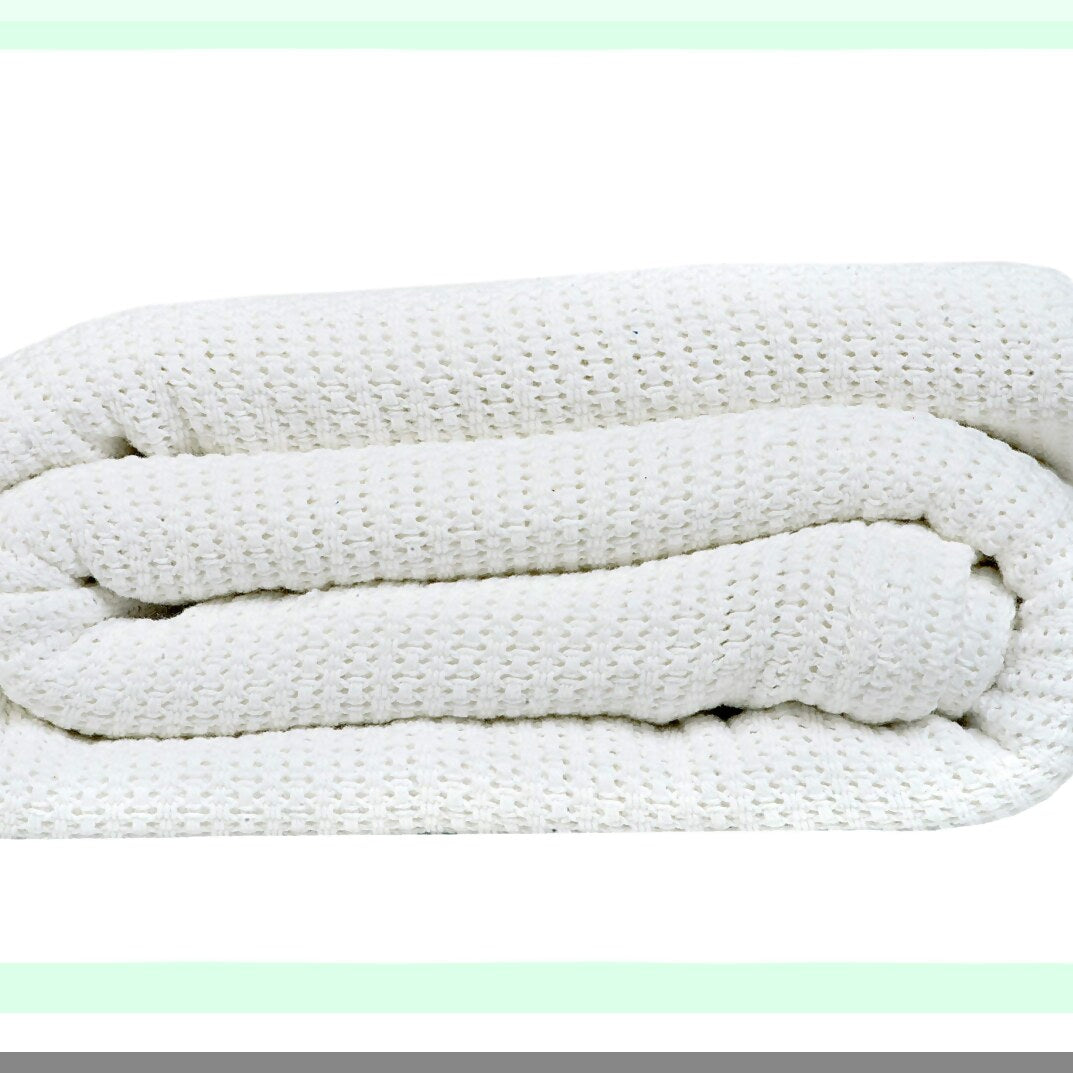 CozyLuxe Leno Weave Queen Blanket - 100% Cotton, Lightweight, Warm, Extra-Fluffy, Premium Soft & Durable Bed Blanket for All Seasons - Perfect for Bed, Couch, Sofa