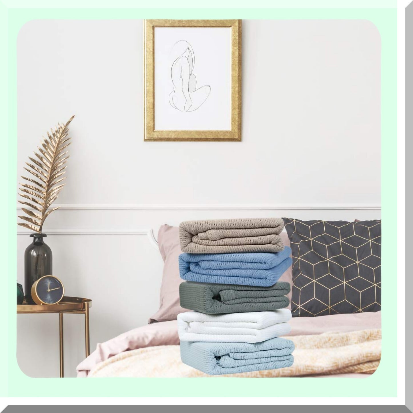 CozyLuxe Leno Weave Queen Blanket - 100% Cotton, Lightweight, Warm, Extra-Fluffy, Premium Soft & Durable Bed Blanket for All Seasons - Perfect for Bed, Couch, Sofa