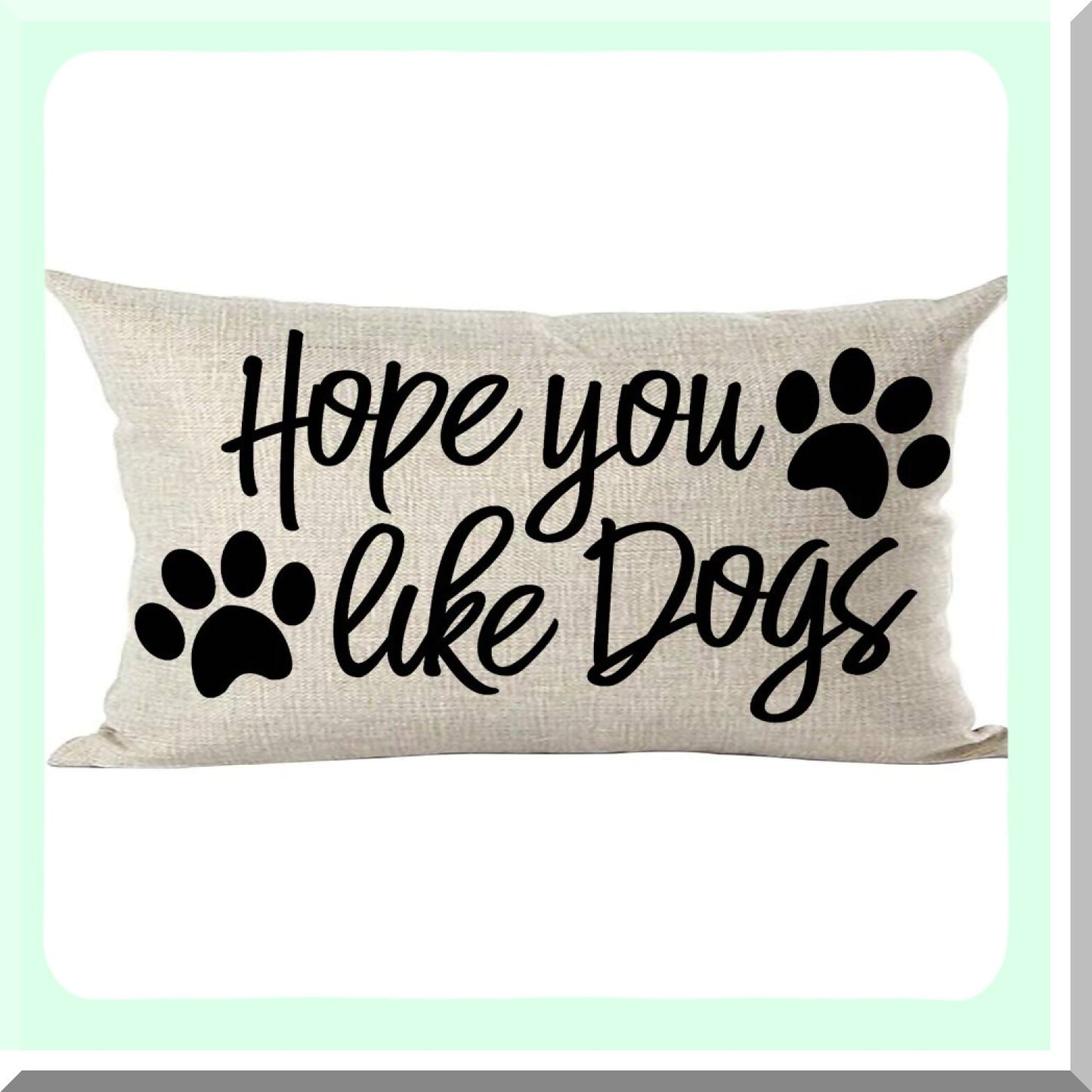 Hopeful Paws Inspirational Quote Pillow Cover - Black Word Art Decorative Lumbar Throw Case for Home Living Room Bed Sofa Car - Cotton Linen Rectangular 12 x 20 Inches