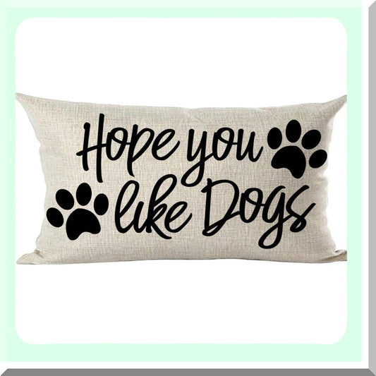 Hopeful Paws Inspirational Quote Pillow Cover - Black Word Art Decorative Lumbar Throw Case for Home Living Room Bed Sofa Car - Cotton Linen Rectangular 12 x 20 Inches