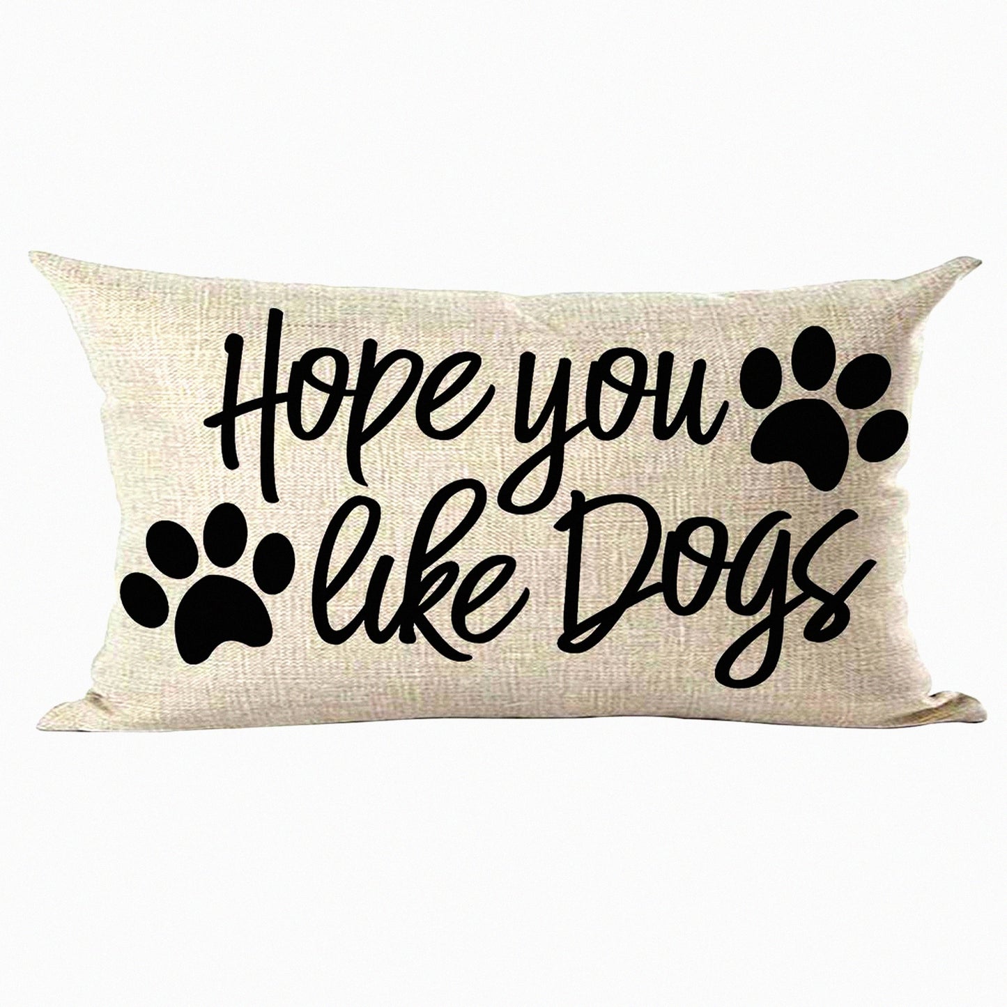 Hopeful Paws Inspirational Quote Pillow Cover - Black Word Art Decorative Lumbar Throw Case for Home Living Room Bed Sofa Car - Cotton Linen Rectangular 12 x 20 Inches