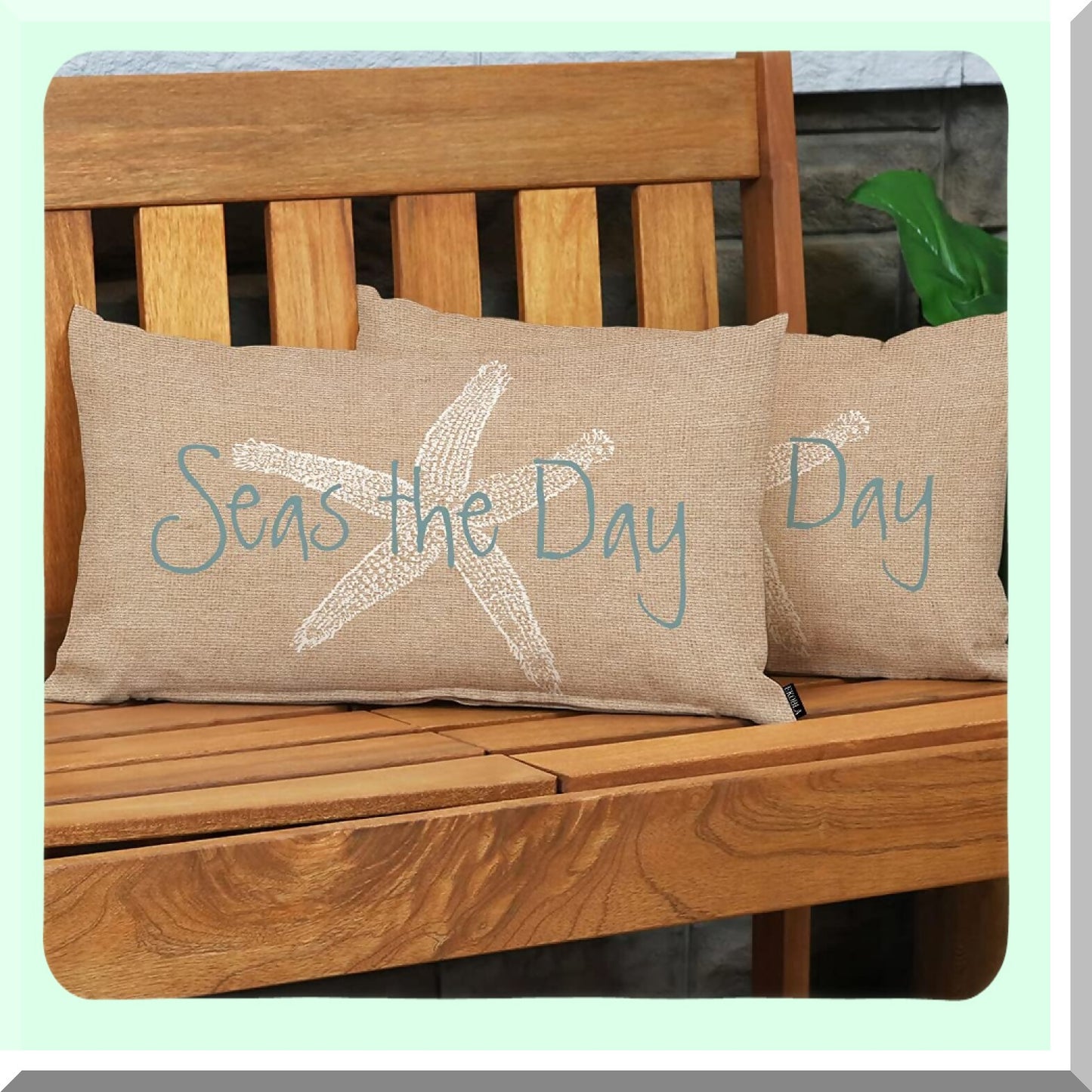 Starfish Coastal Ocean Throw Pillow Cover - Beach Life Animal Cotton Linen Cushion Case for Sofa Couch - Orange Black Blue - 12x20 Inches