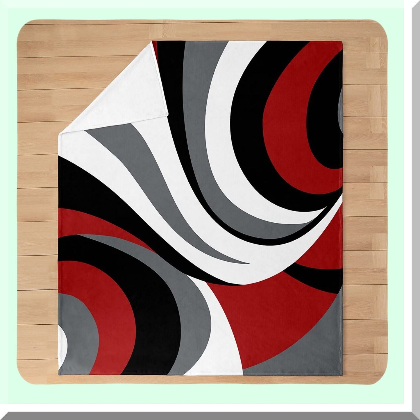 GeoArt All-Season Plush Throw Blanket - Modern Abstract Design in Red, Black, White, and Grey - Fleece Flannel Fuzzy Blanket for Bedroom Decor, Queen 90"x90""