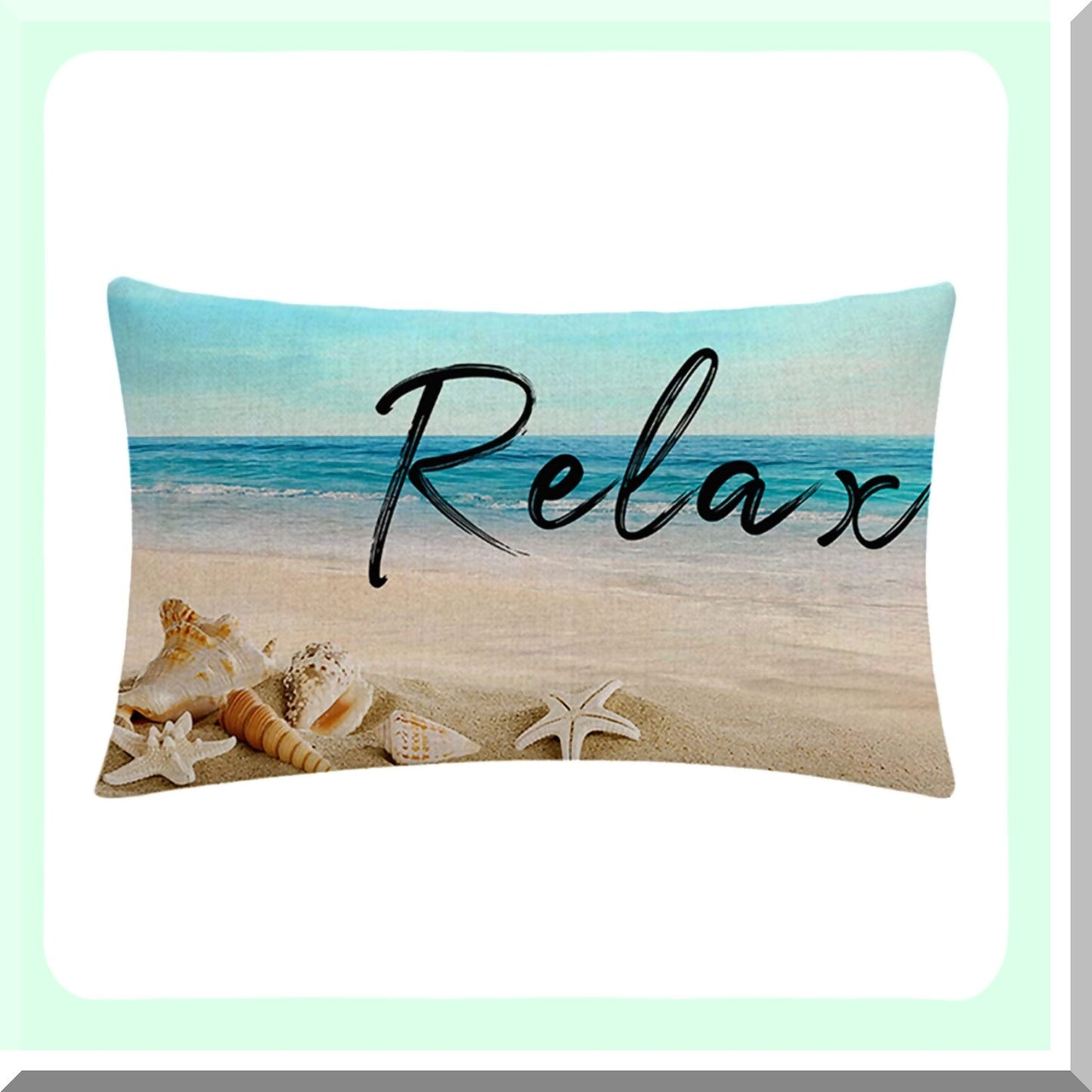 Ocean Breeze Coastal Pillow Covers - Set of 4 Blue Sea Starfish Cushion Cases for Summer Beach Theme Home Decor 12" x 20" Sofa Couch Chair Outdoor
