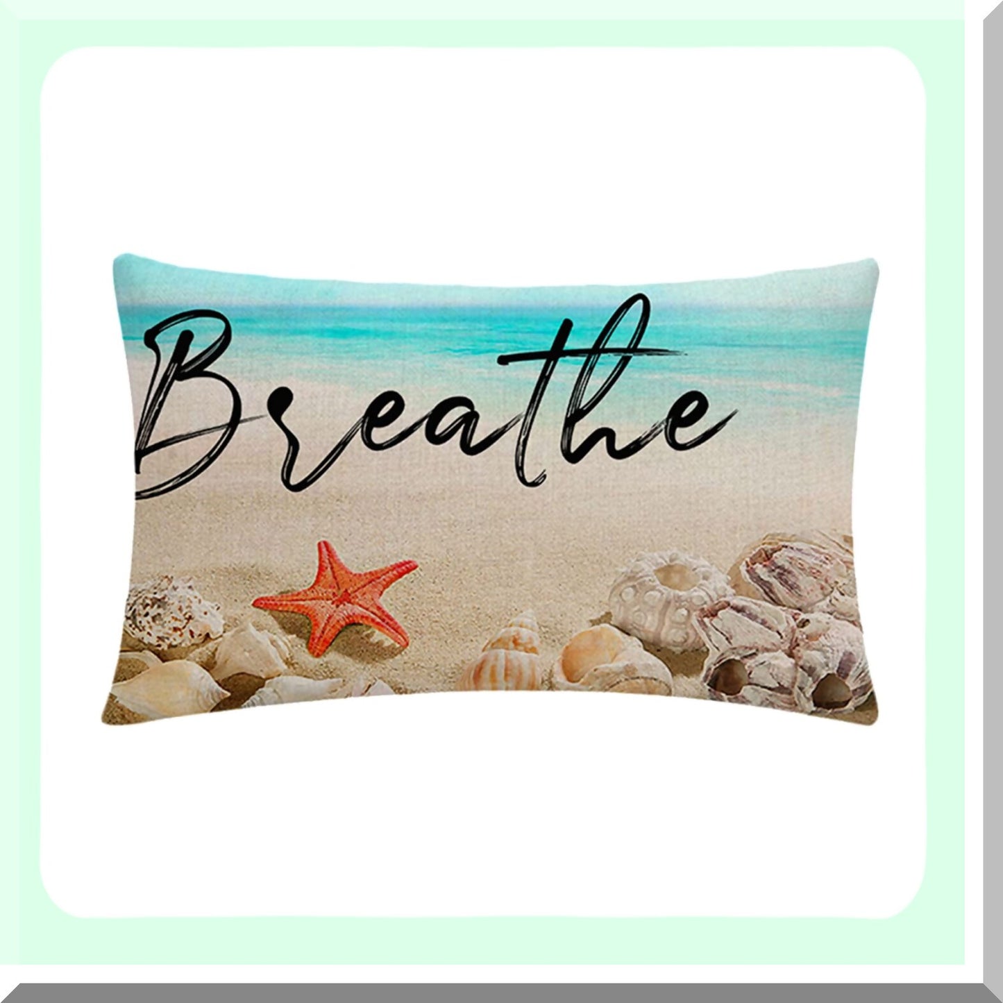 Ocean Breeze Coastal Pillow Covers - Set of 4 Blue Sea Starfish Cushion Cases for Summer Beach Theme Home Decor 12" x 20" Sofa Couch Chair Outdoor