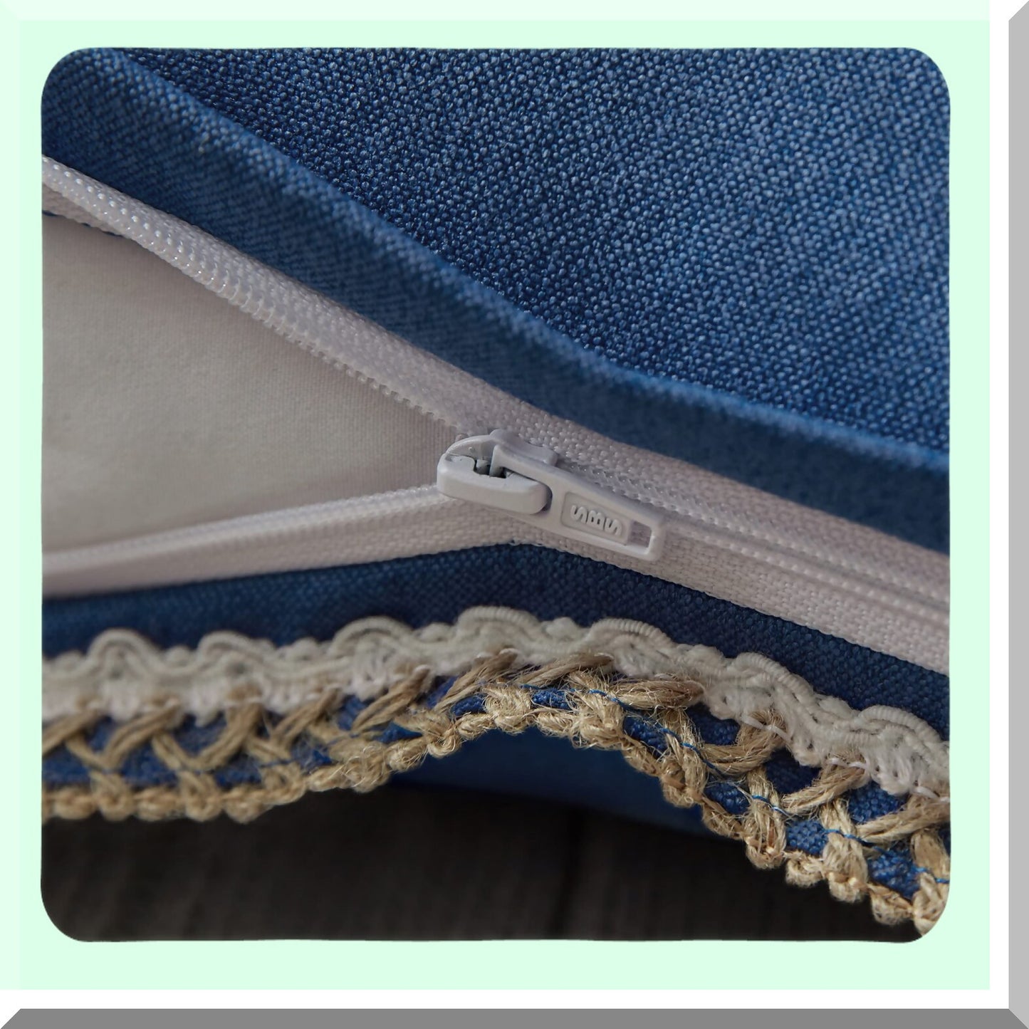 Navy Blue Farmhouse Pillow Covers 18x18 - Pack of 2 Burlap Linen Trimmed Cushion Cover for Couch, Sofa, Chair - Decorative Throw Pillow Case