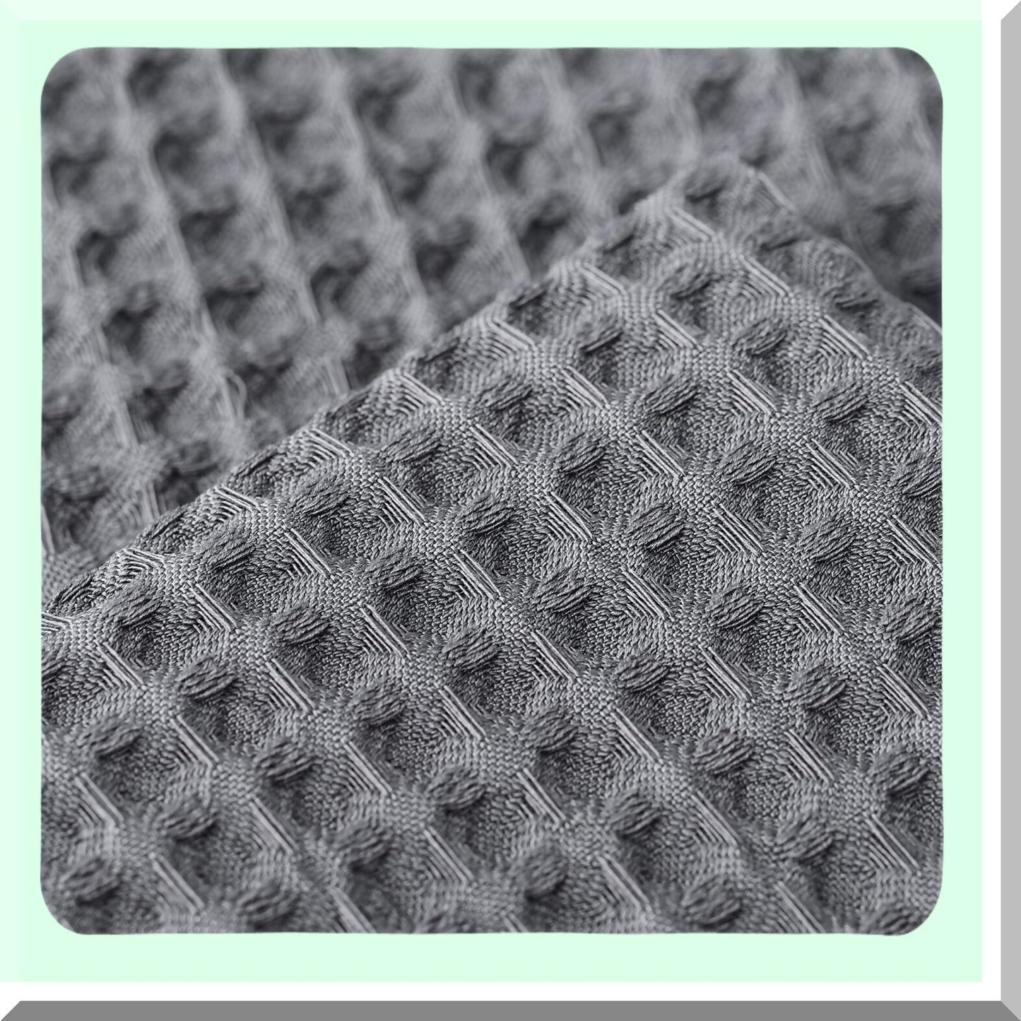 Luxury Waffle Textured Cotton Pillow Covers - Set of 2 Soft Solid Cushion Cases for Couch Sofa Bed - 26x26 Inches Grey - Decorative Pillowcases