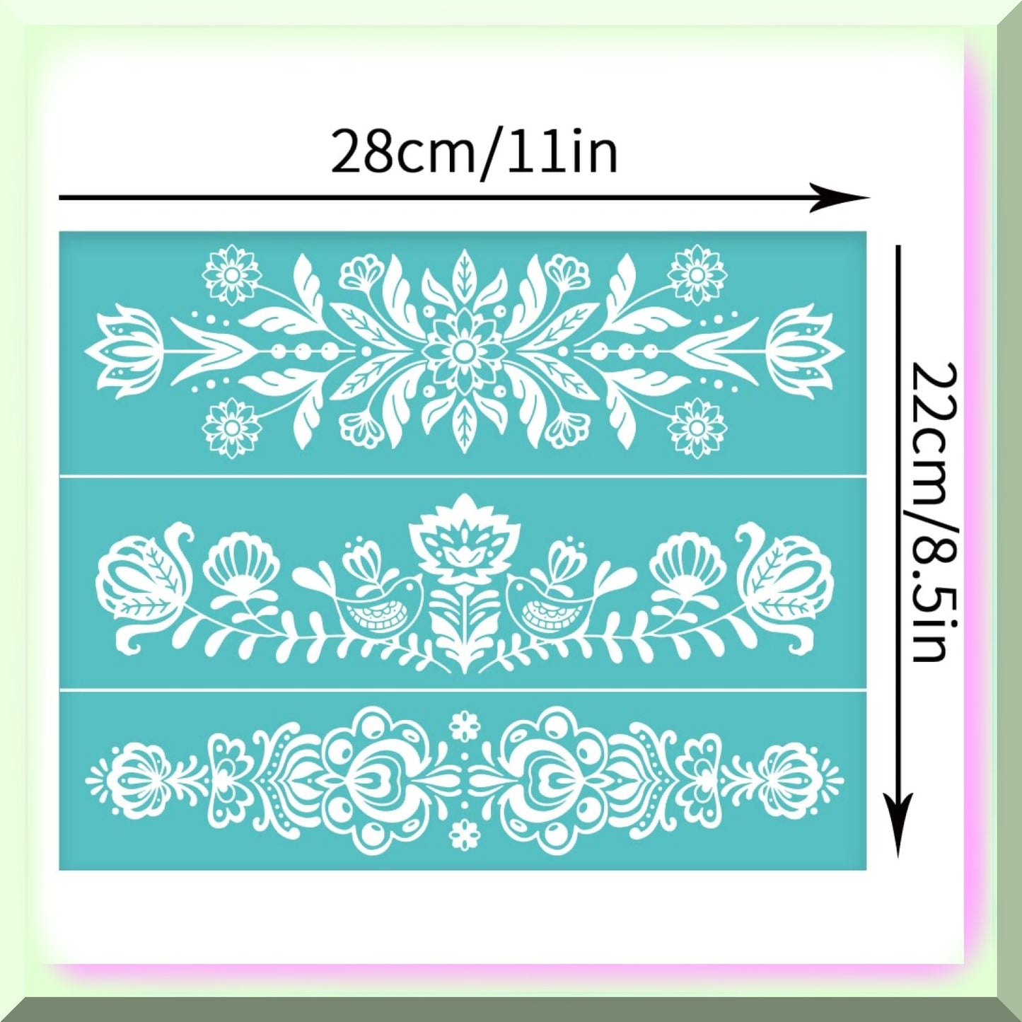 Self-Adhesive Silk Screen Printing Kit 2Pcs Plants Pattern