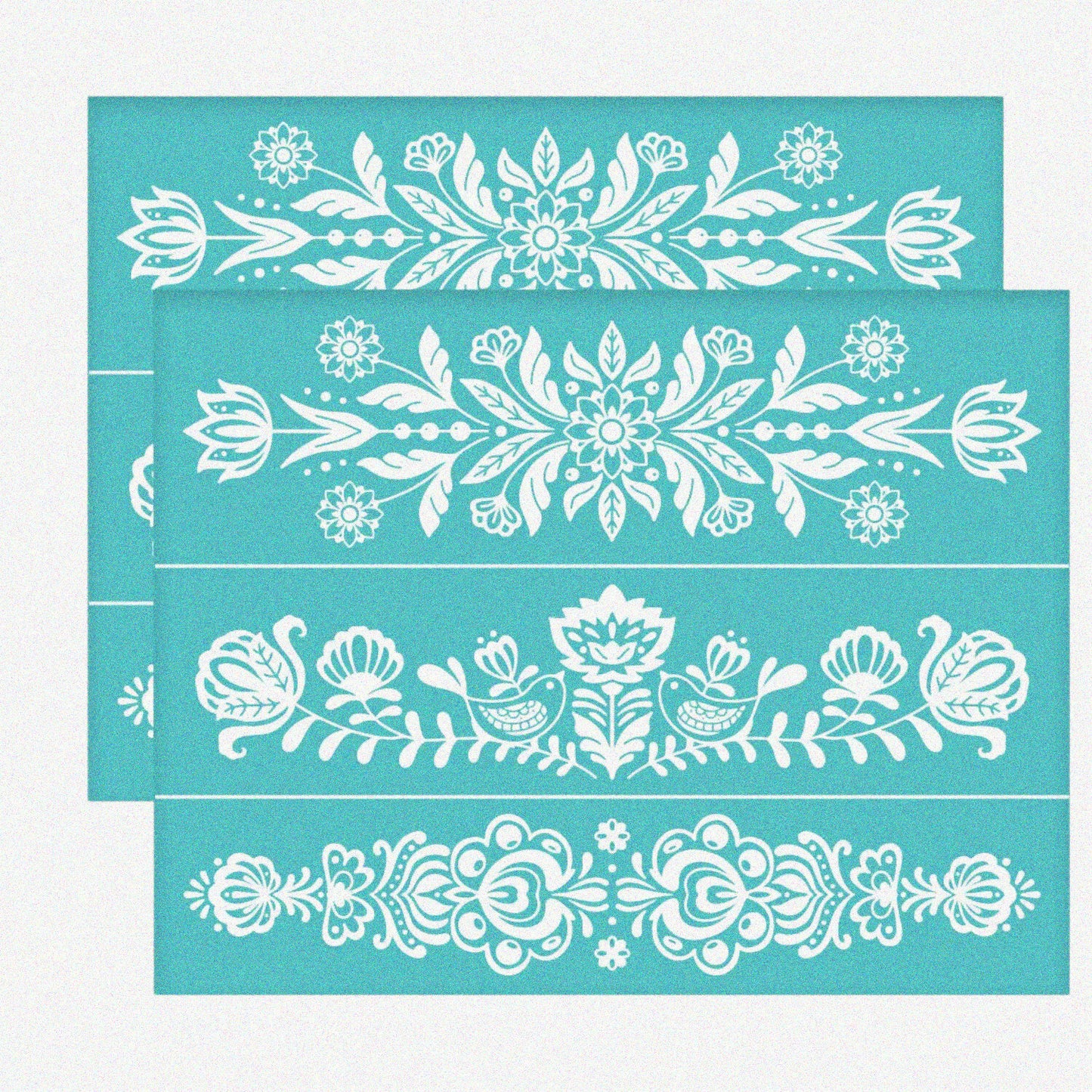Self-Adhesive Silk Screen Printing Kit 2Pcs Plants Pattern