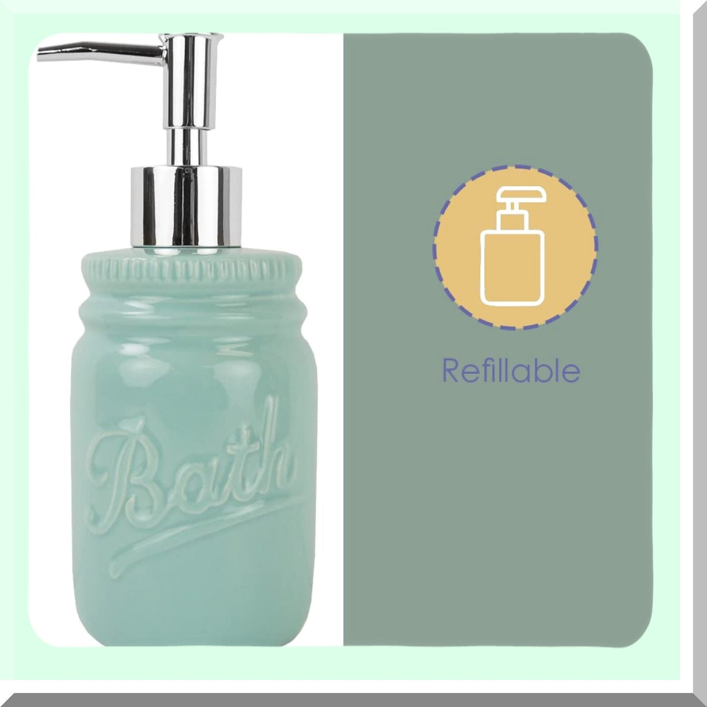 4-Piece Mint Ceramic Mason Jar Bathroom Set