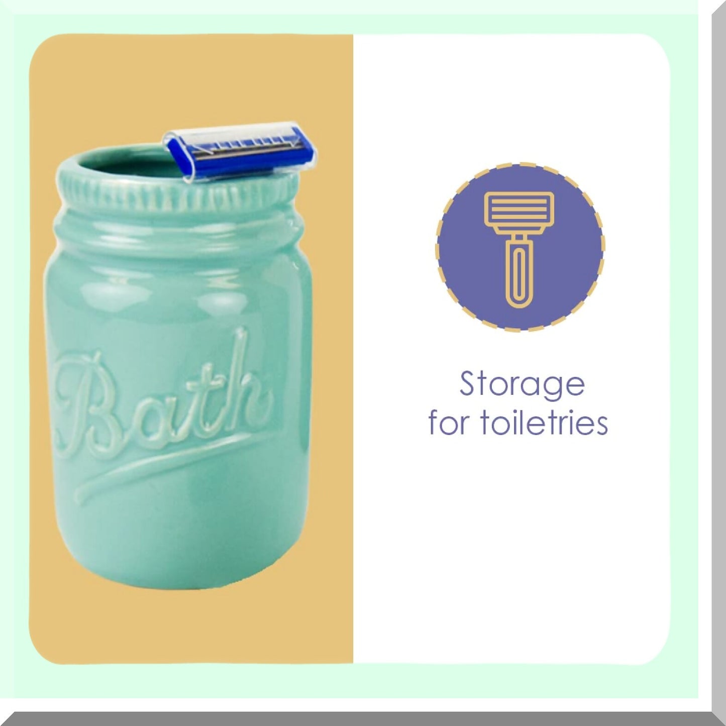 4-Piece Mint Ceramic Mason Jar Bathroom Set