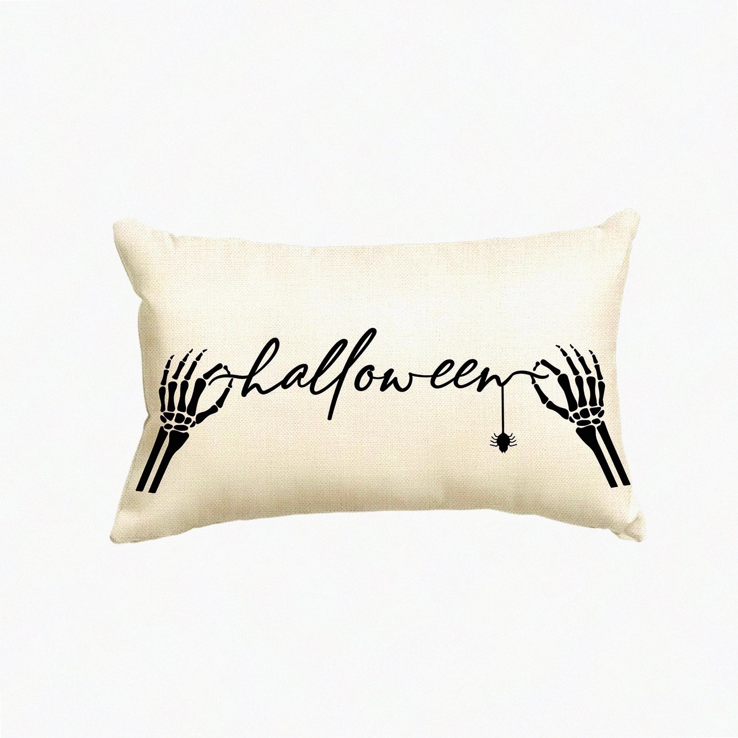 Spooky Skeleton Hand Spider Decorative Pillow Covers - Set of 2, Black and White 12x20 Inch Throw Pillow Cases for Home Sofa Couch Halloween Theme