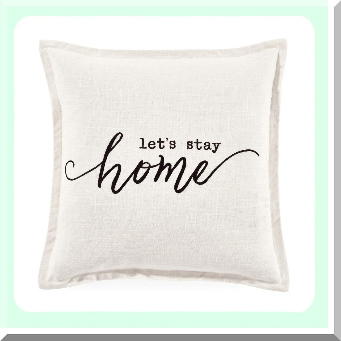 Stay Cozy White Square Pillow Cover - 20x20 Decorative Throw Pillow for Bed, Couch, Chair - Script Design - Soft & Stylish Home Decor Accessory