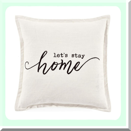 Stay Cozy White Square Pillow Cover - 20x20 Decorative Throw Pillow for Bed, Couch, Chair - Script Design - Soft & Stylish Home Decor Accessory