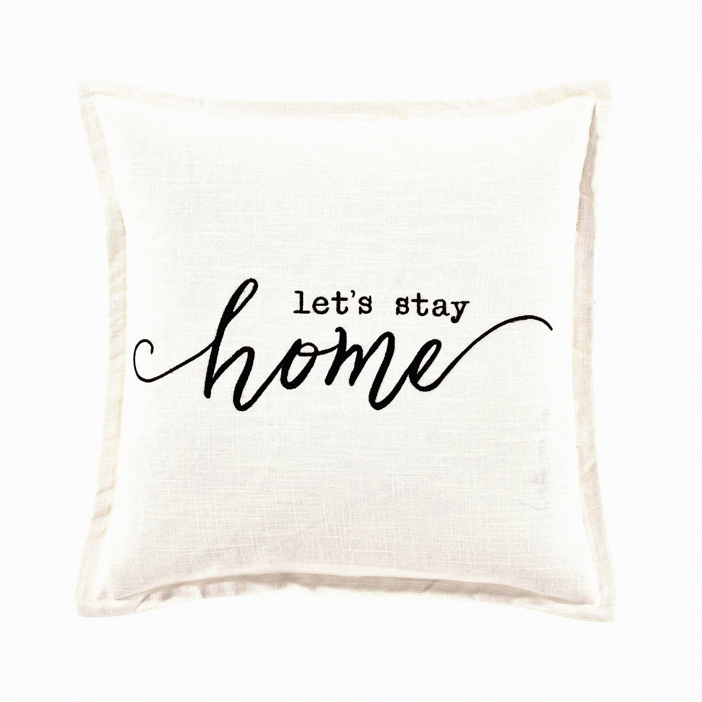 Stay Cozy White Square Pillow Cover - 20x20 Decorative Throw Pillow for Bed, Couch, Chair - Script Design - Soft & Stylish Home Decor Accessory
