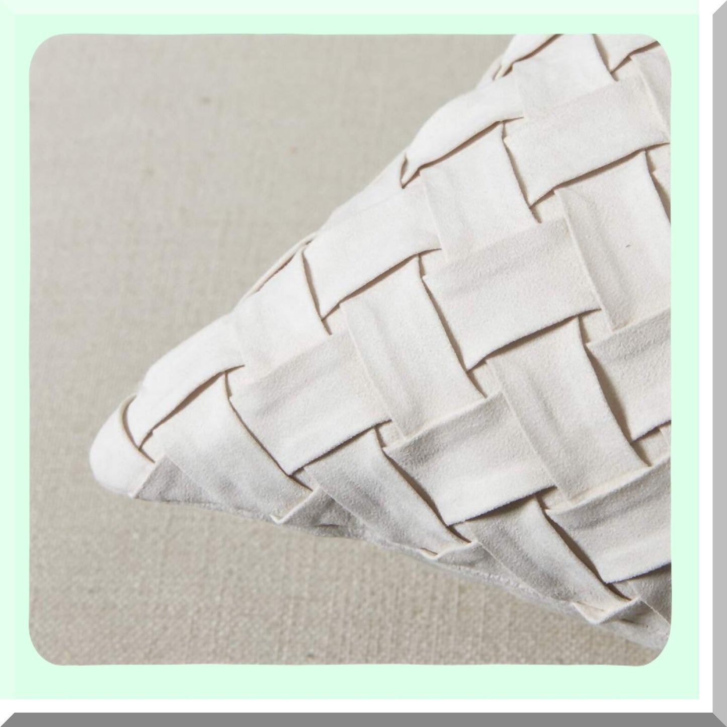 Boho Chic Basket Weave Pillow Covers - Soft Suede Accent Cushion Cases for Home Decor - Cream Square Throw Pillow Set for Couch, Sofa, Bedroom, Car - 18x18 inch Square Pillow Covers