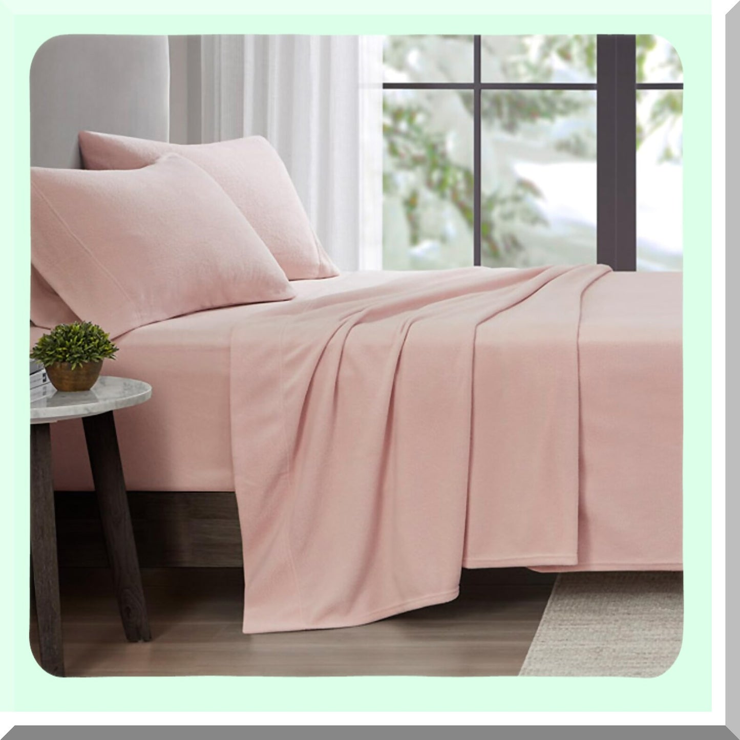 WinterWarm Plush Fleece Sheet Set - Twin XL - Cozy Bedding with Deep Pocket - Soft & Comfy 3 Piece Bed Set - Blush Color - Fits Up to 16" Mattress